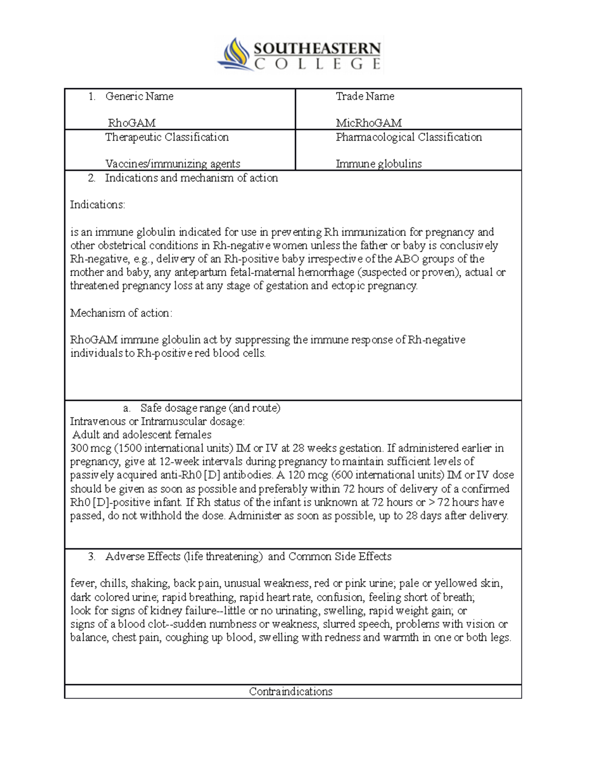 Rhogam Medication Portfolio - NGR 5718 - FSU - Studocu