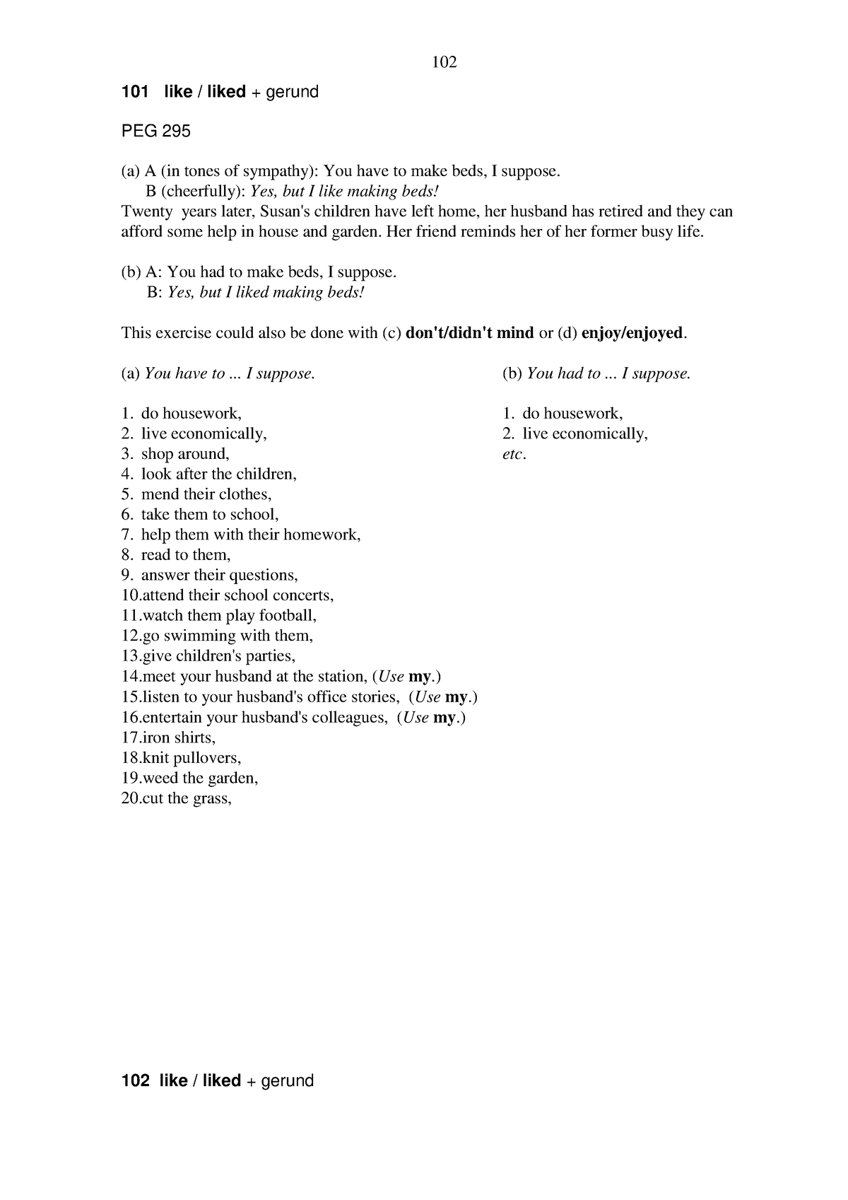 A practical English Grammar structure drills 2 - 101 like / liked ...