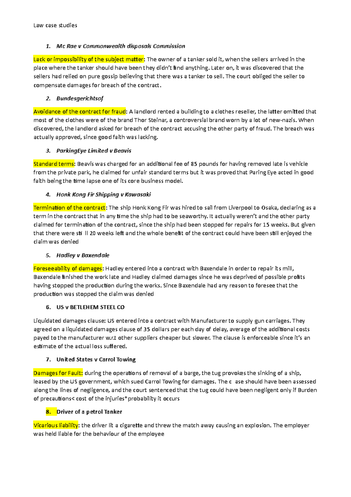Case studies - class notes - Law case studies Mc Rae v Commonwealth ...