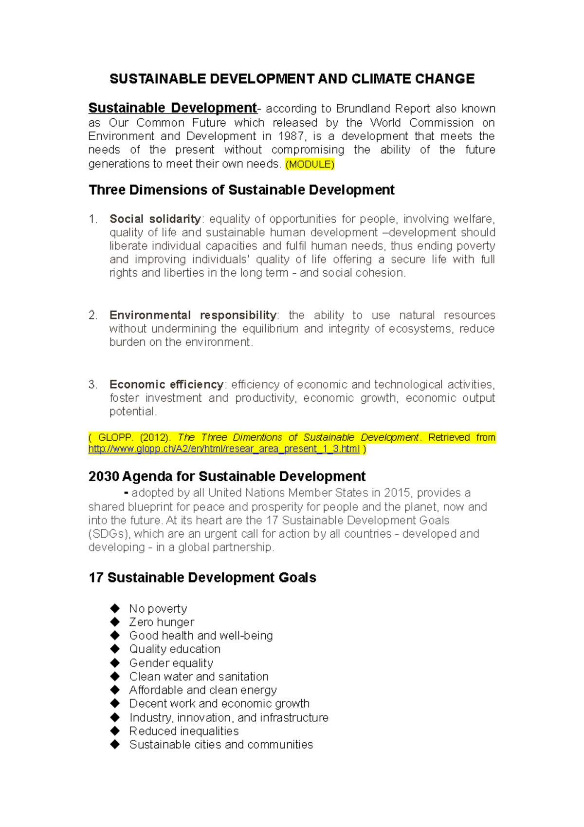 Sustainable Development AND Climate Change - SUSTAINABLE DEVELOPMENT ...