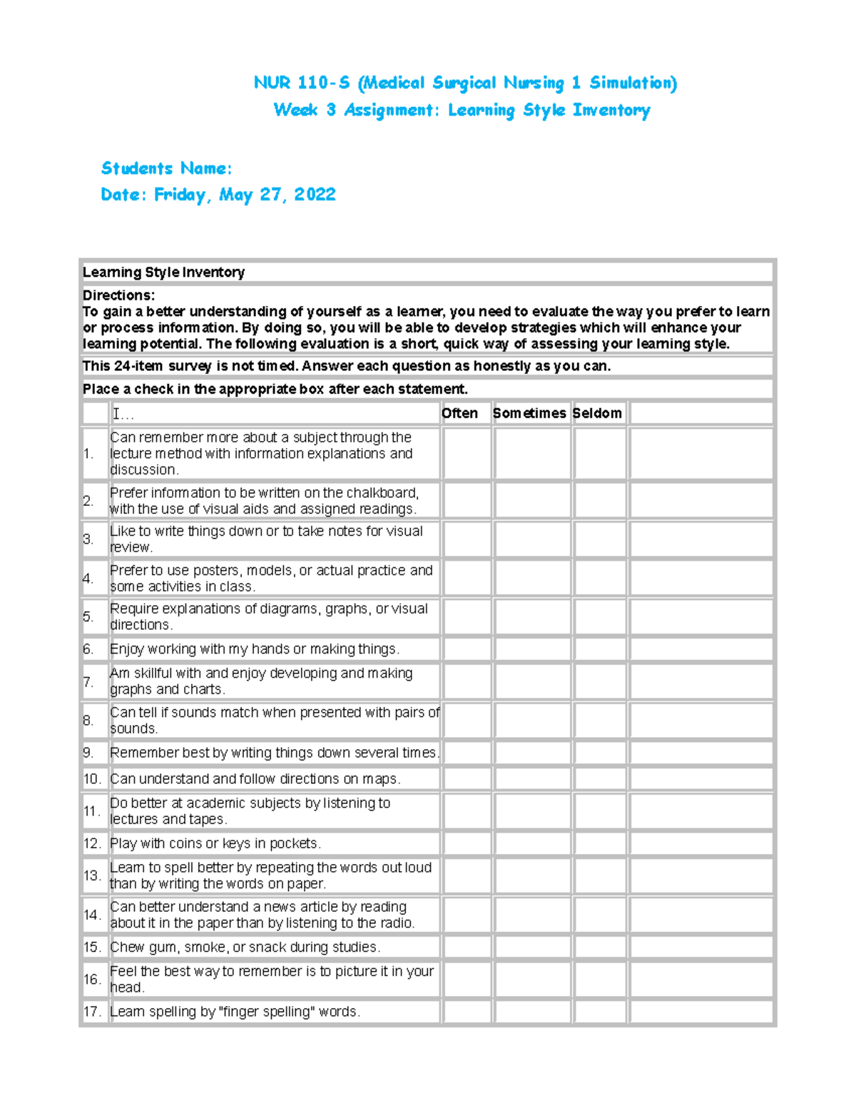 learning-style-inventory-nur-110-s-medical-surgical-nursing-1