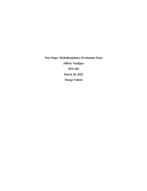 GCU SPD-320 Topic 1 Assignment - Assessment Process to Establish ...