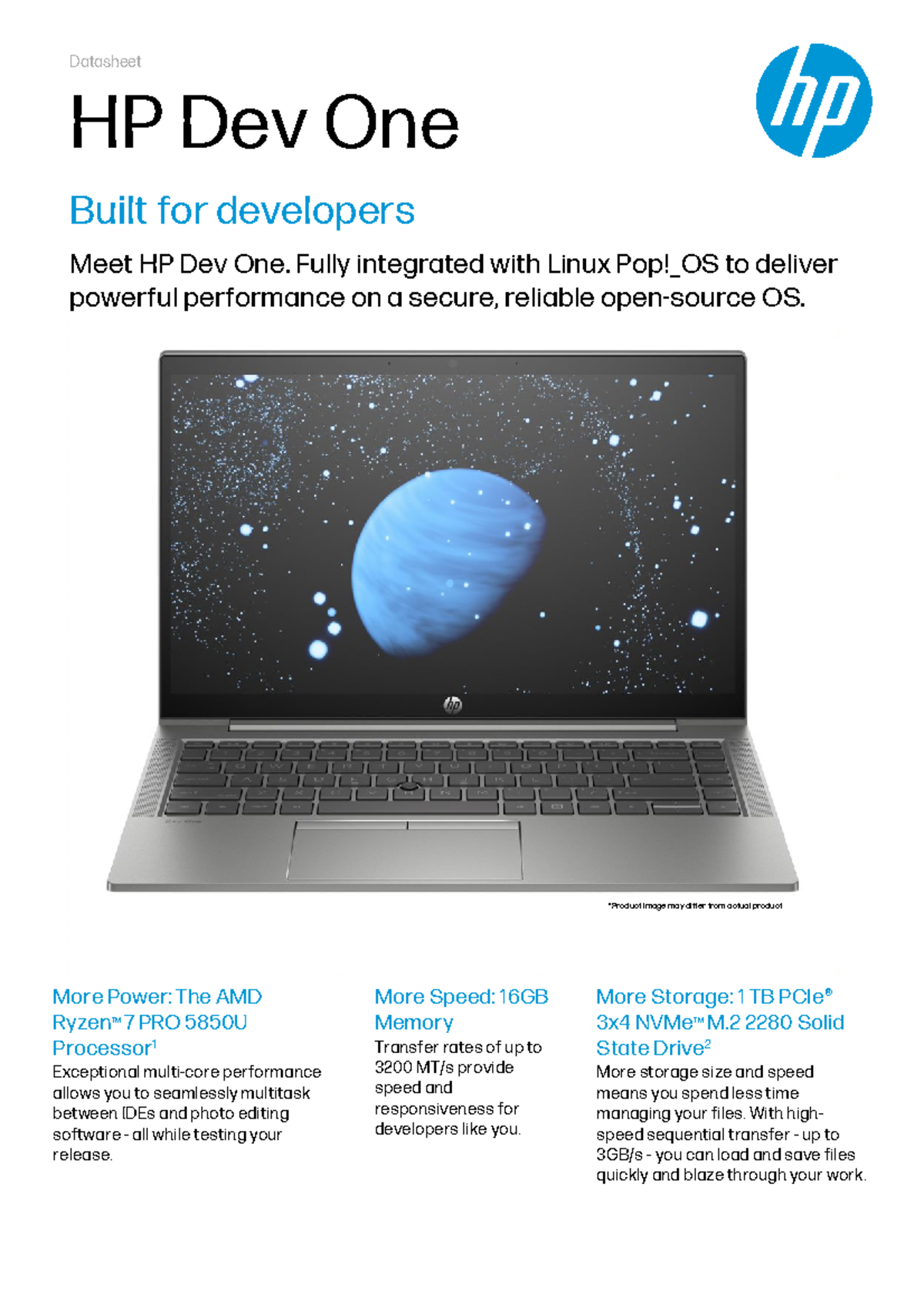 HP Dev One Datasheet - *Product image may differ from actual product ...