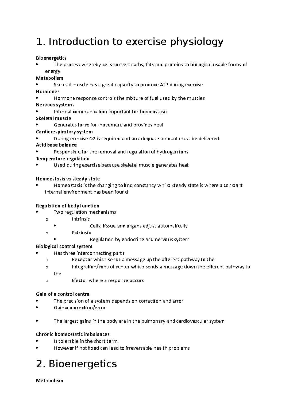 Physiology - Lecture Notes 1-5 - 1. Introduction To Exercise Physiology ...