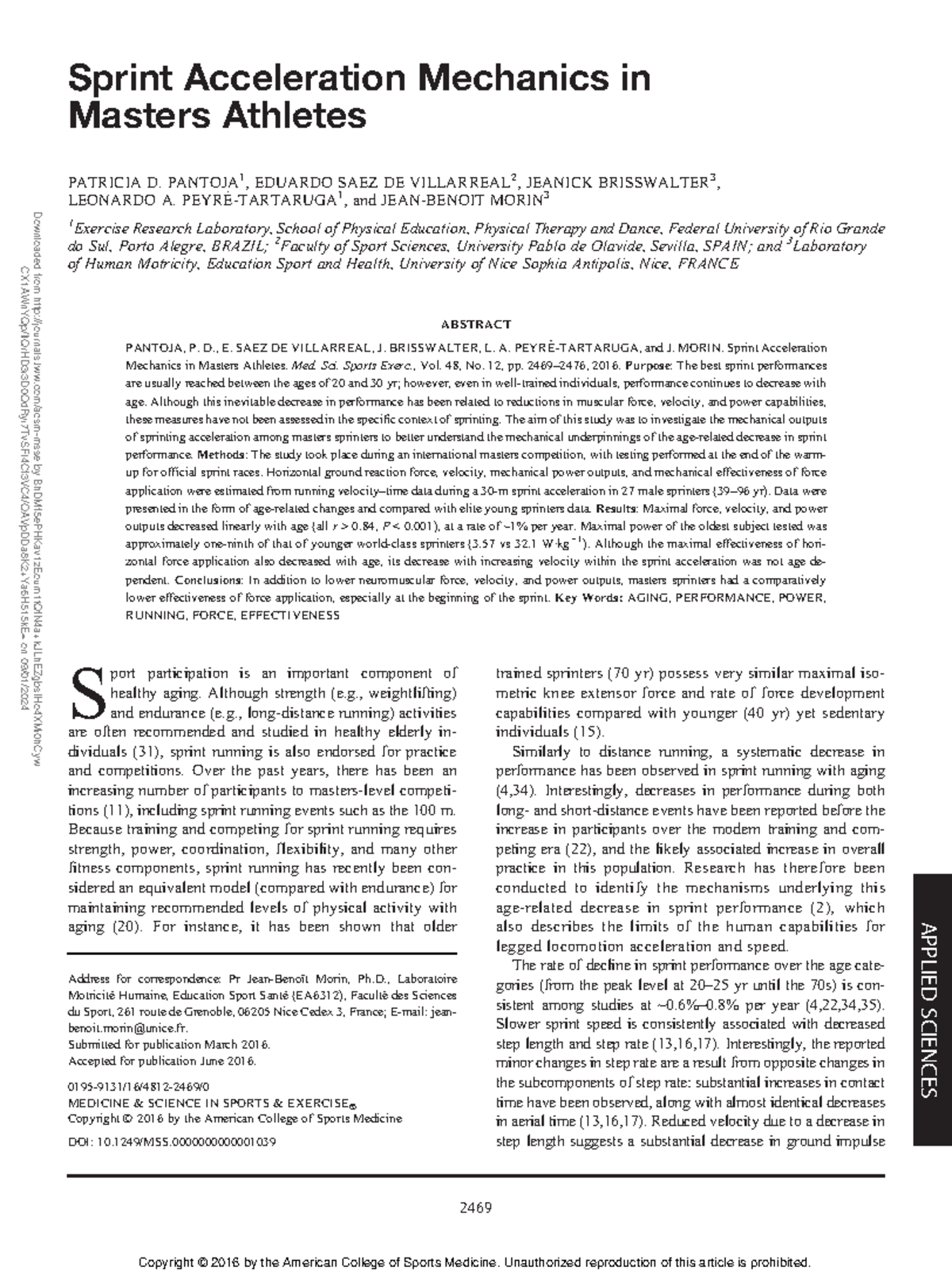Sprint acceleration mechanics in masters athletes - Sprint Acceleration ...