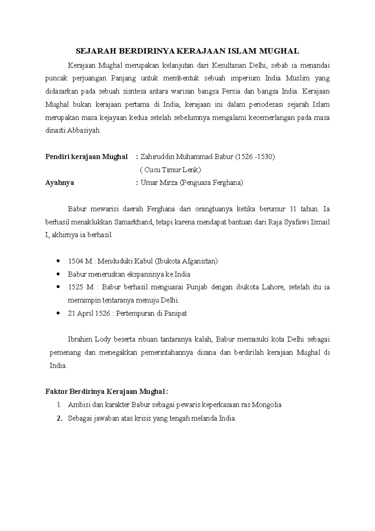 Sejarah Berdirinya Kerajaan Islam Mughal - SEJARAH BERDIRINYA KERAJAAN ...