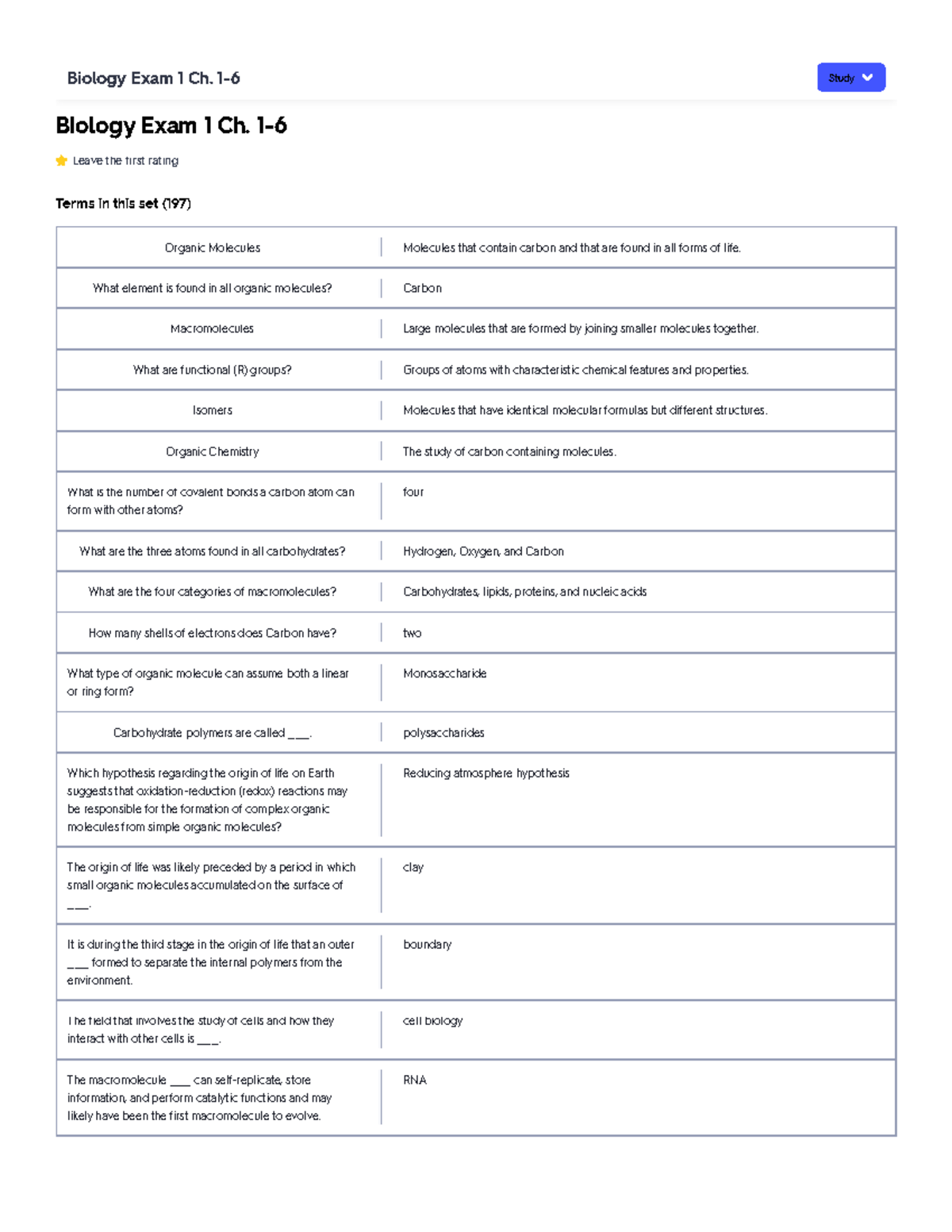 Biology Exam 1 Ch. 1-6 Flashcards Quizlet - Biology Exam 1 Ch. 1- Leave ...