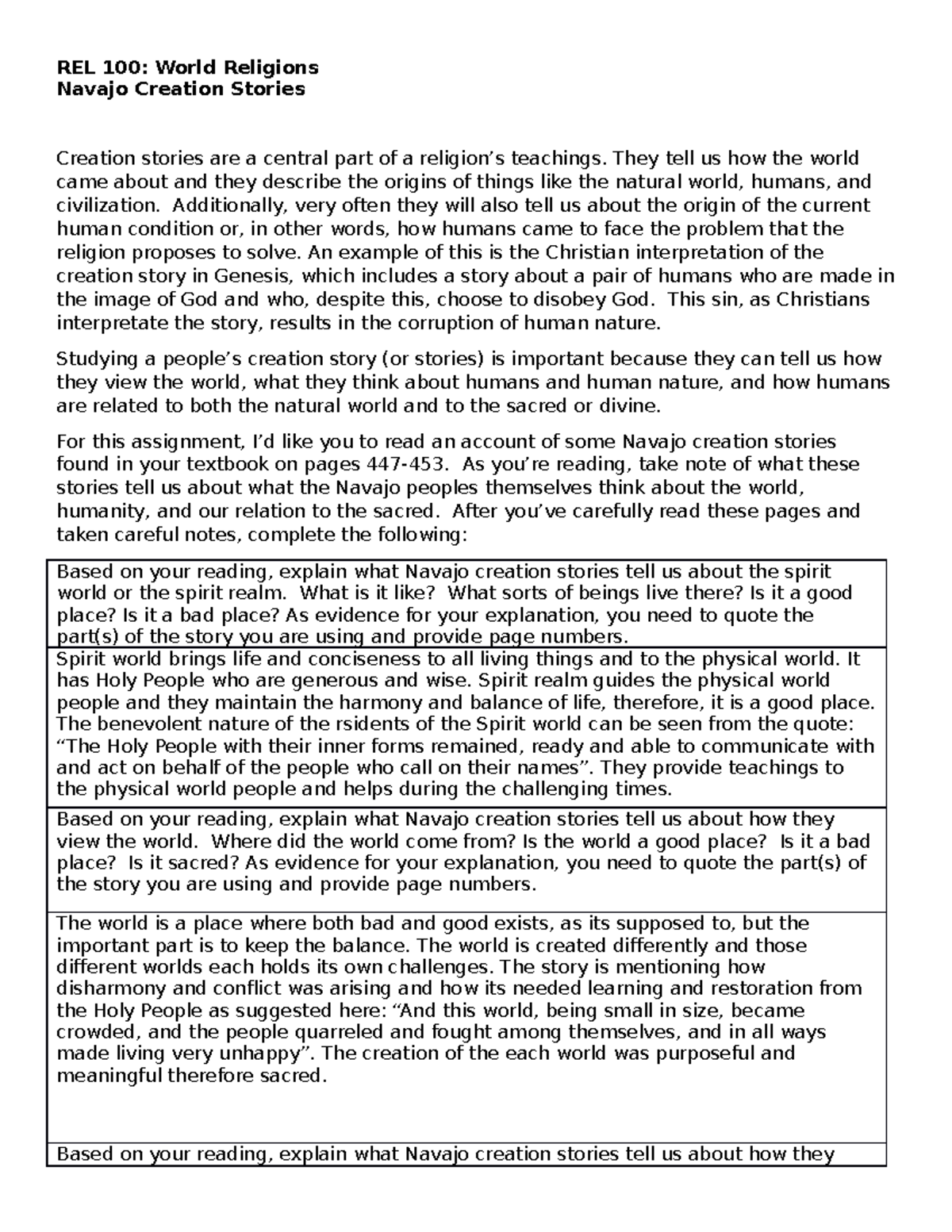 Navajo Creation Stories - REL 100: World Religions Navajo Creation ...