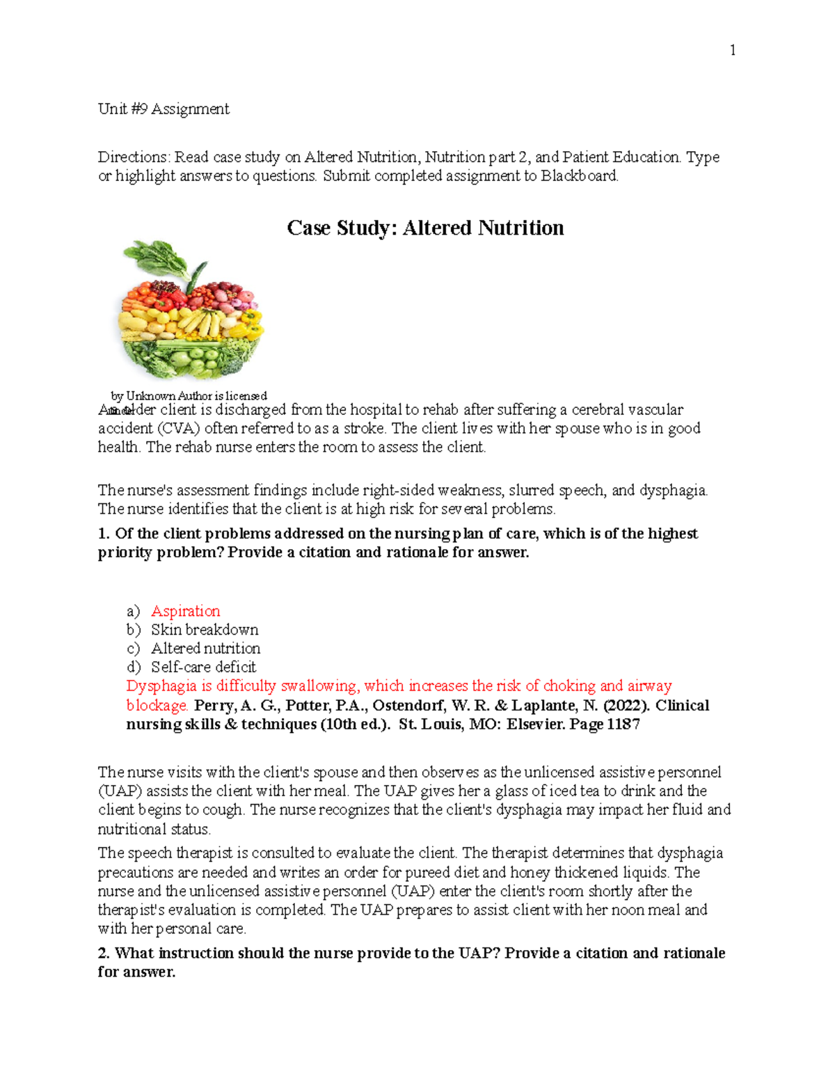 Unit 9 blended assignment - Unit #9 Assignment Directions: Read case ...