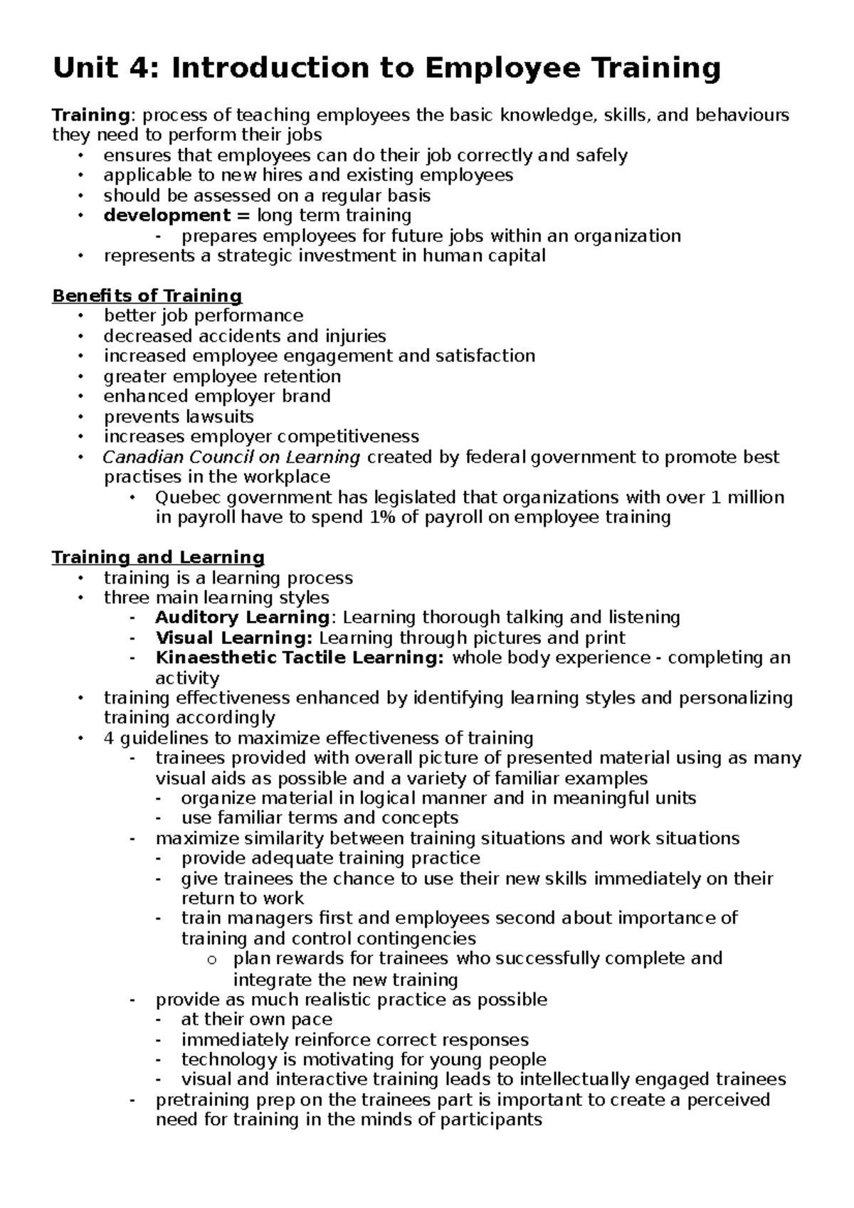 MOS1021B- Unit 4 - Training & Performance Appraisal - Lecture Notes ...