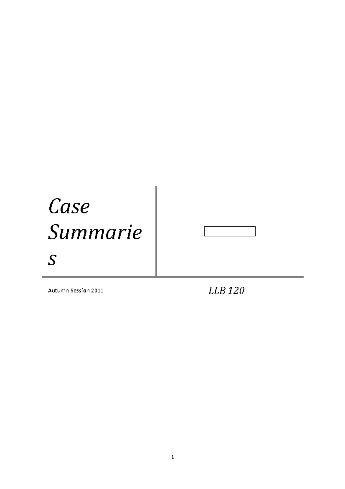 Case Summaries Law School