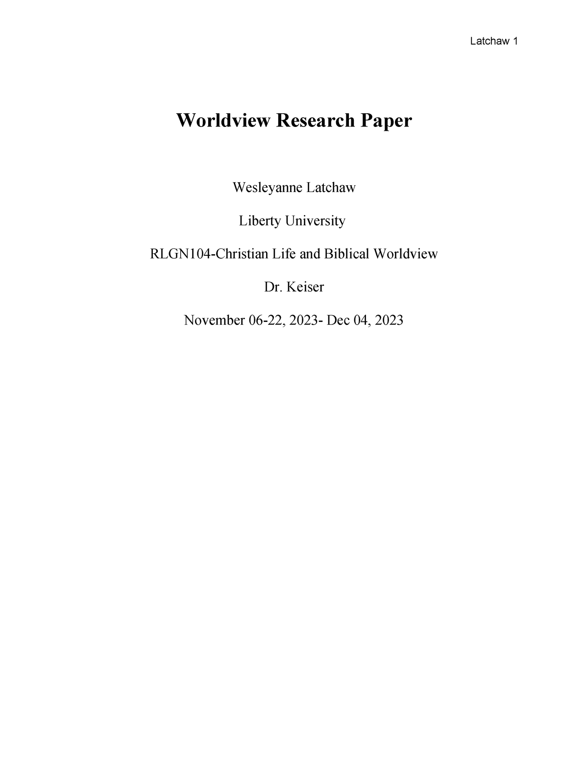 worldview research papers