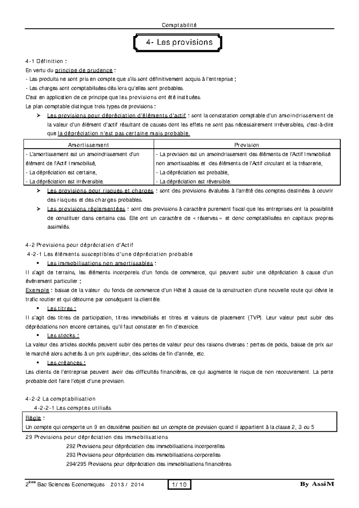 Cours Les provisions 1 1 - 4- Les provisions 4-1 Définition : En vertu ...