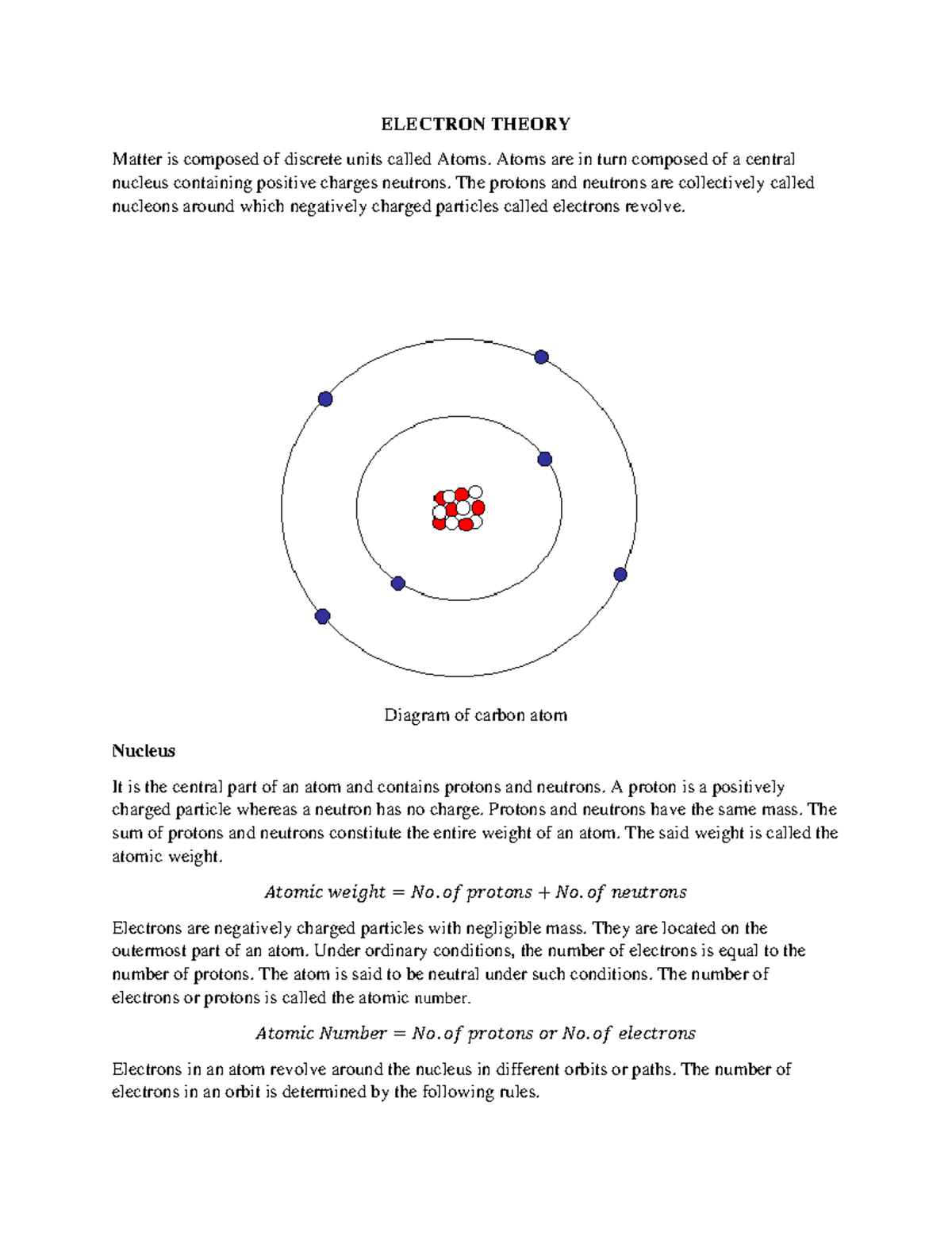 Electrical Science Year 1 Sem 1-1 - ELECTRON THEORY Matter is composed ...