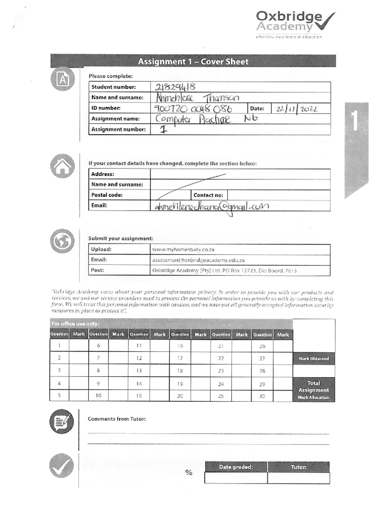 Computer Practice N6 - ASS 1 - Studocu