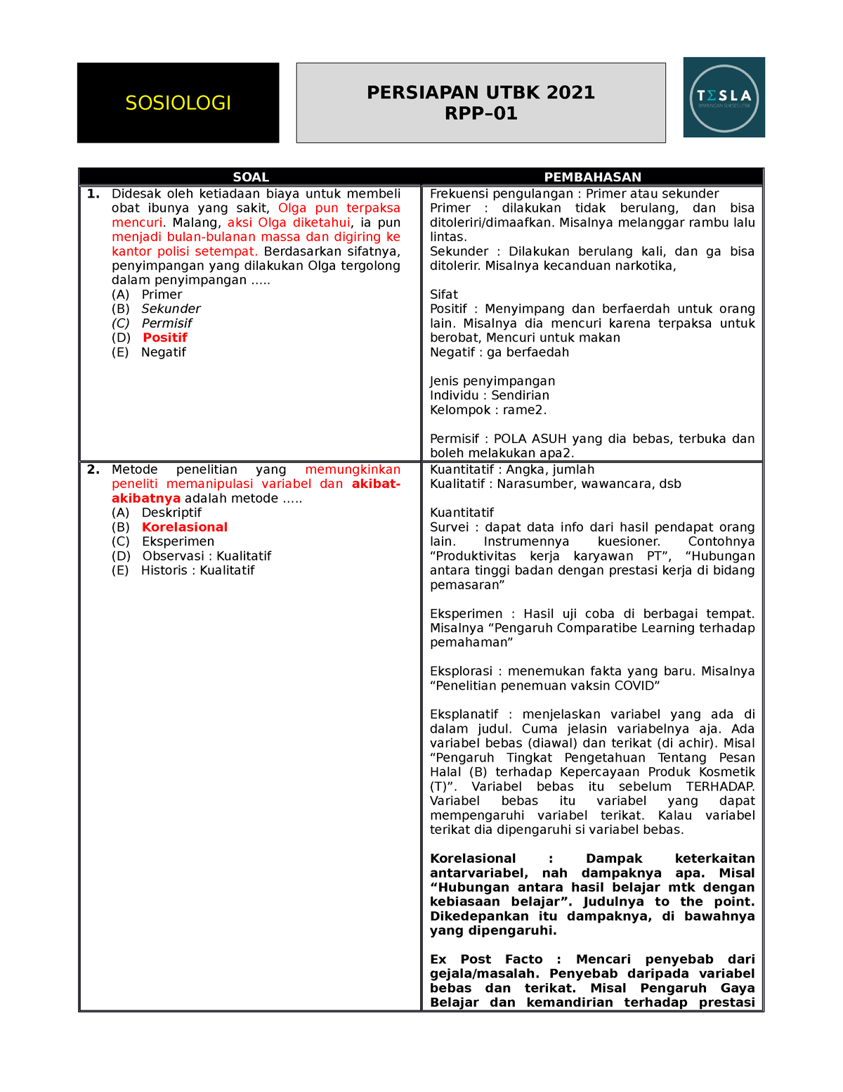 32302 SOAL Sosiologi RPP 01 Ba Ta1965 - SOAL PEMBAHASAN Didesak Oleh ...