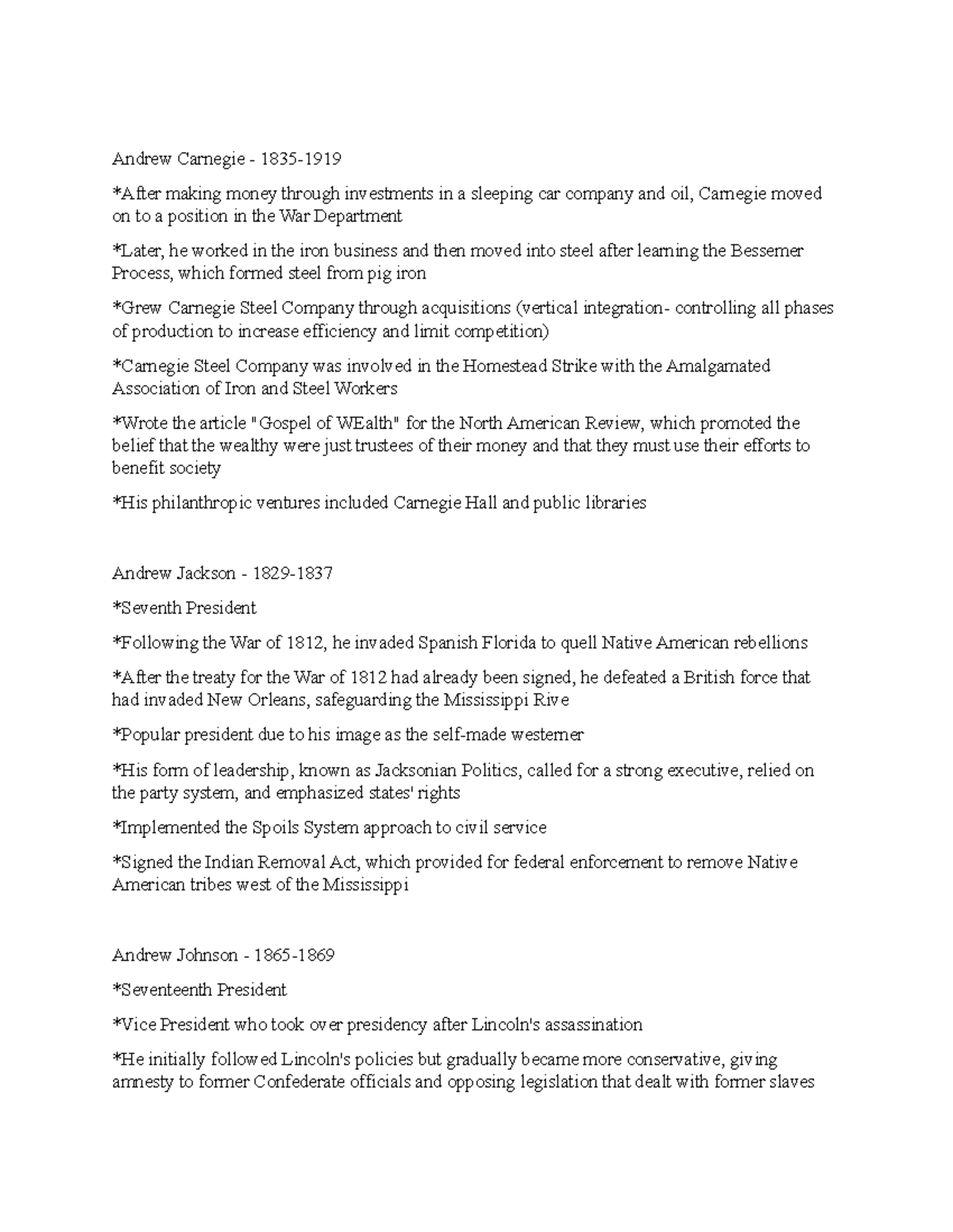 Note 32 - lecture notes - Andrew Carnegie - 1835- *After making money ...