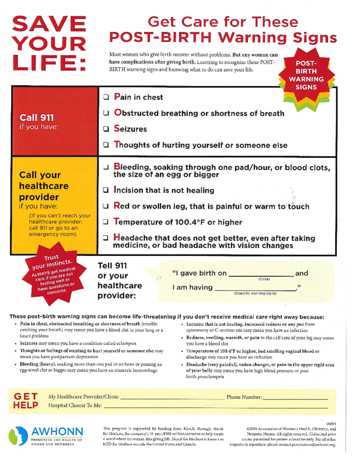 PostBirth+Warning+Signs RNRS 194 Studocu