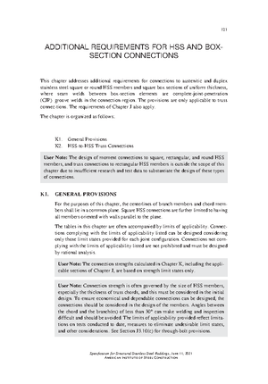 Additional Requirements FOR HSS AND BOX- Section Connections