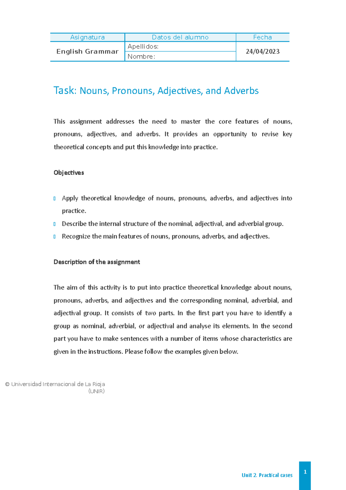 Act E.G - actividades de english grammar - English Grammar Apellidos ...