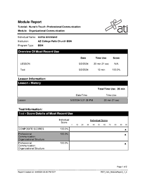 ATI virtual scenario vital signs - Module Report Simulation: Skills ...