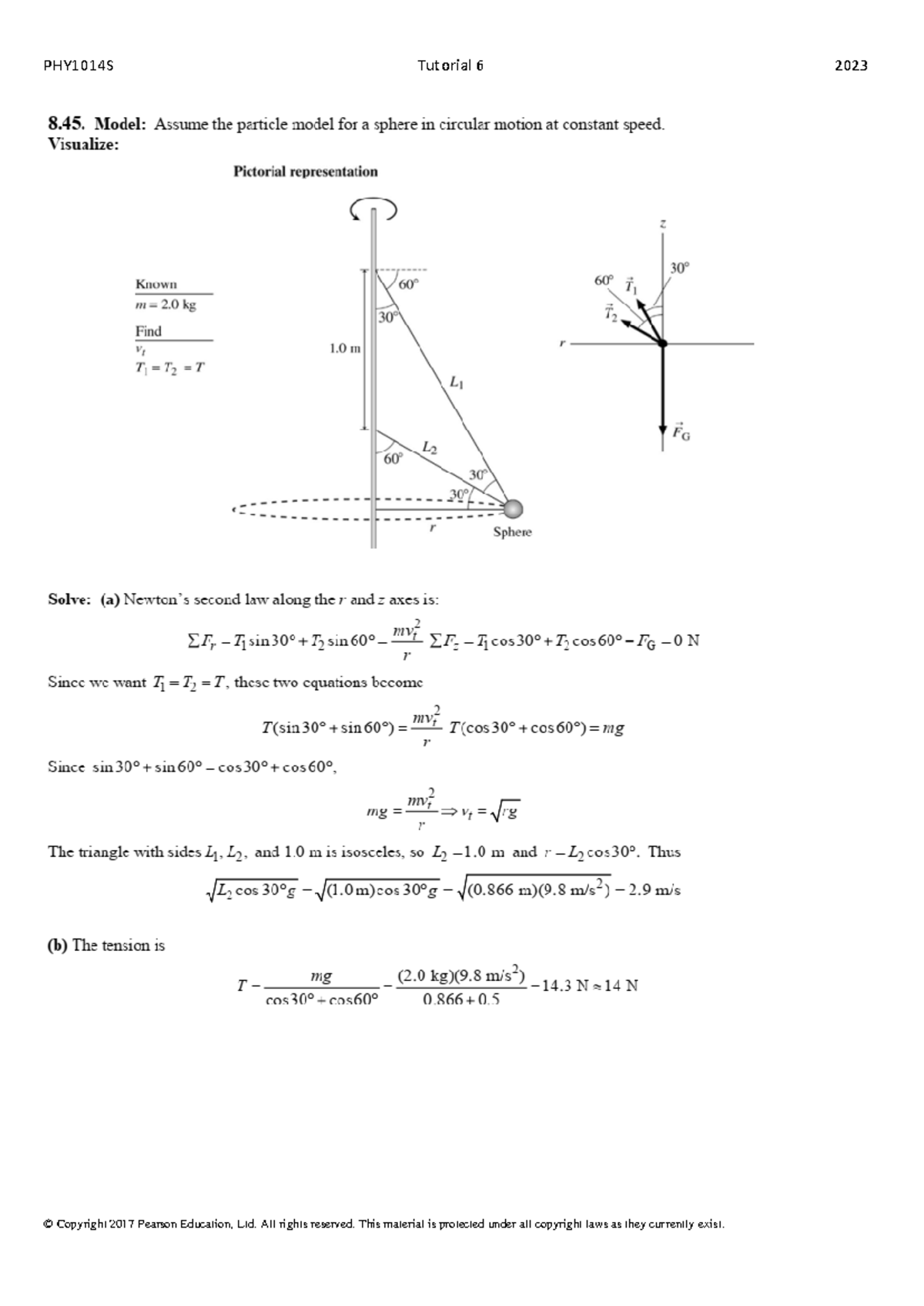 PHY1014F Tut05 Circular Motion Memo - PHY1012F - Studocu