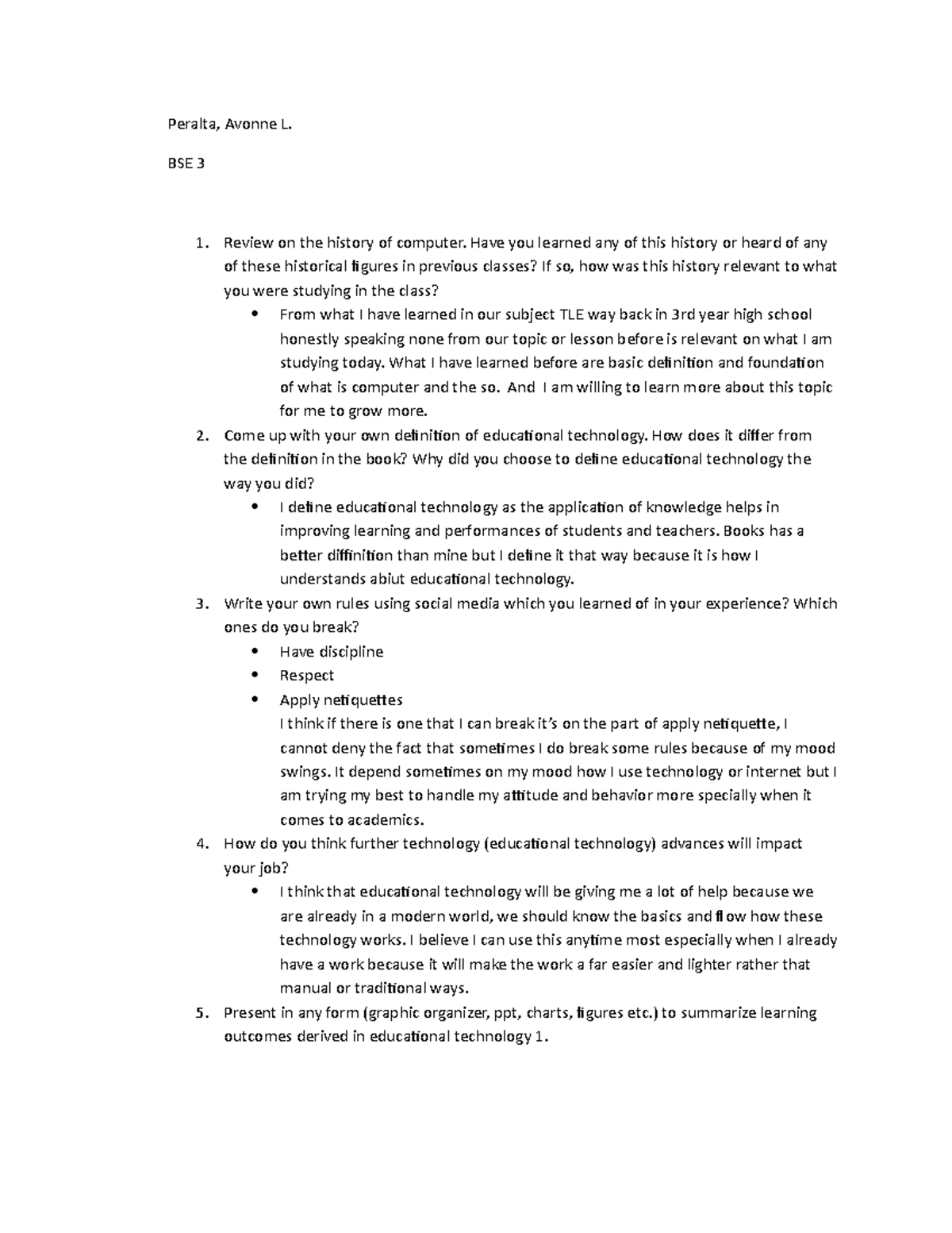 - Output Lesson 1 for social studies major - Peralta, Avonne L. BSE 3 ...