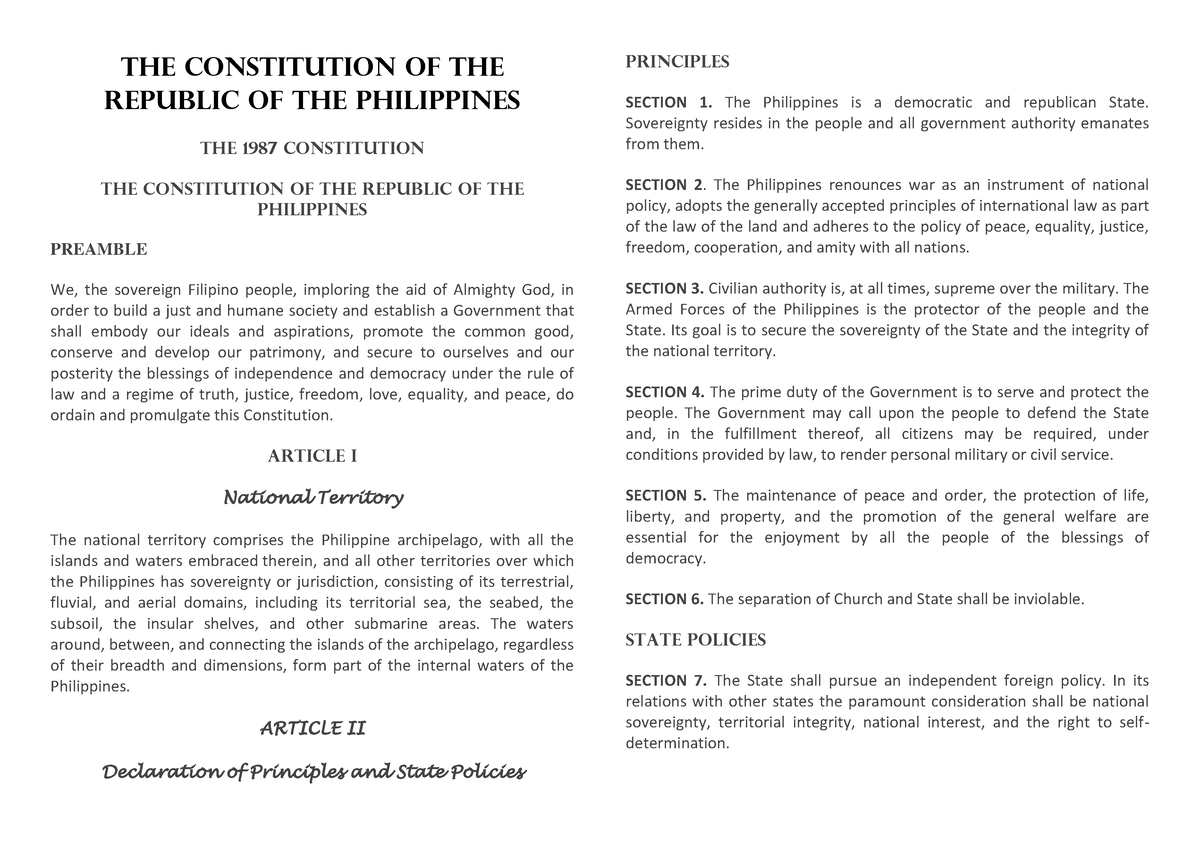 THE Constitution OF THE Republic OF THE Philippines - THE CONSTITUTION ...