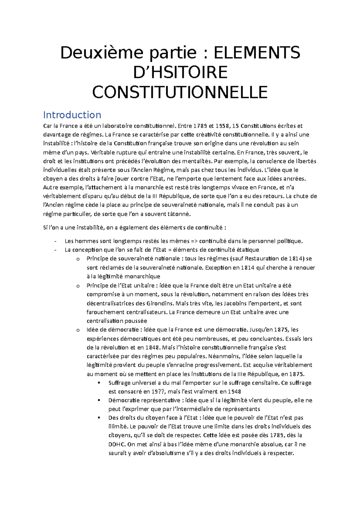 2eme partie droit constit cm - Deuxième partie : ELEMENTS D’HSITOIRE ...