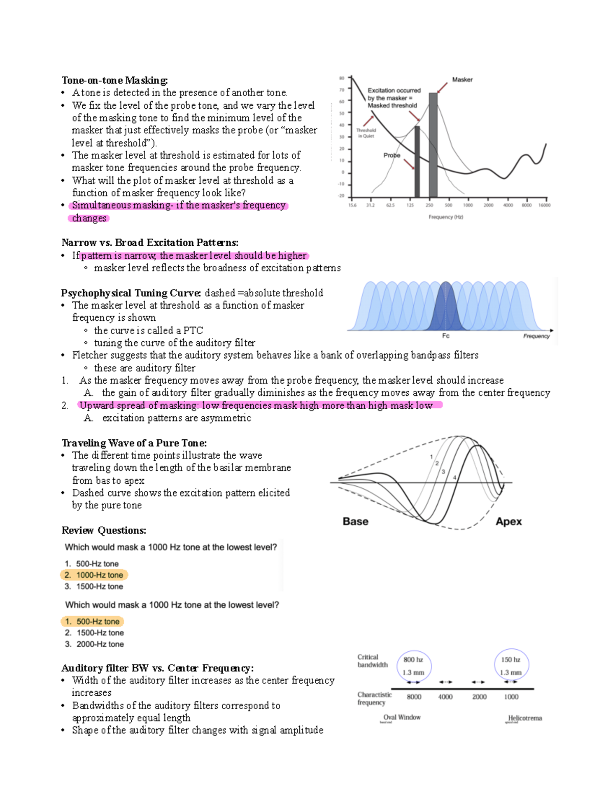 Frequency Selectivity P2 - Tone-on-tone Masking: A tone is detected in ...