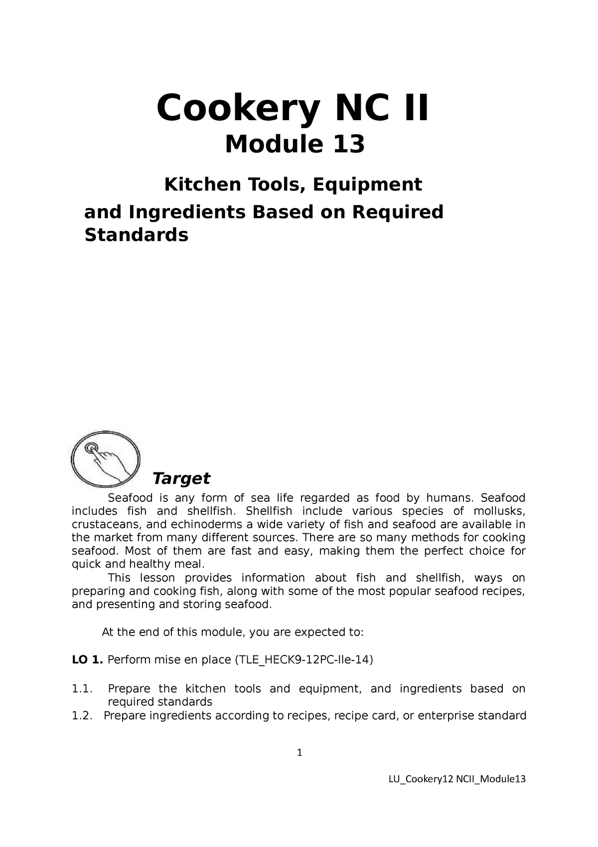 Final- Cookery 12- Module 13 - Cookery NC II Module 13 Kitchen Tools ...
