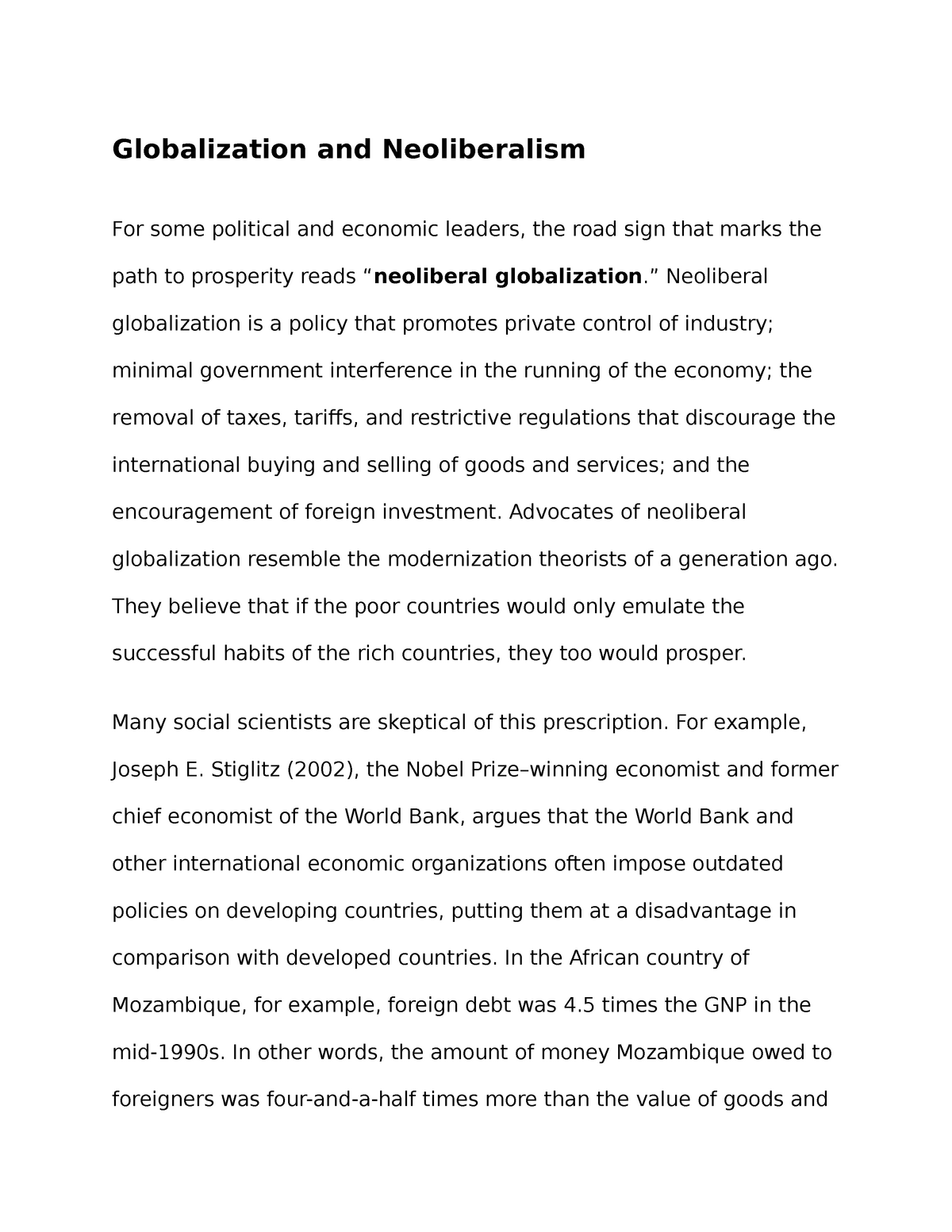 globalization promotes world peace and unity essay