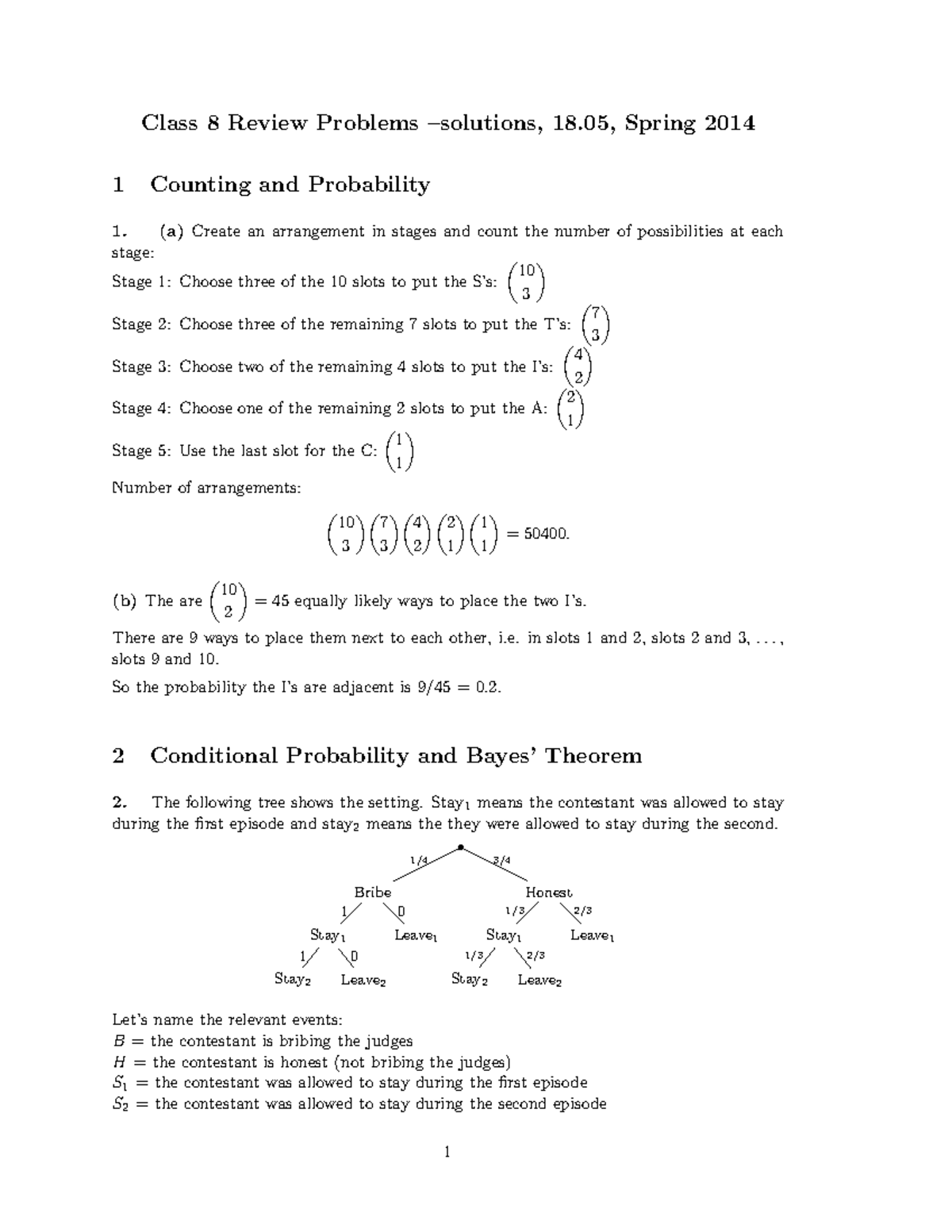 Class 8 Review Problems Solutions Class 8 Review Problems Solutions