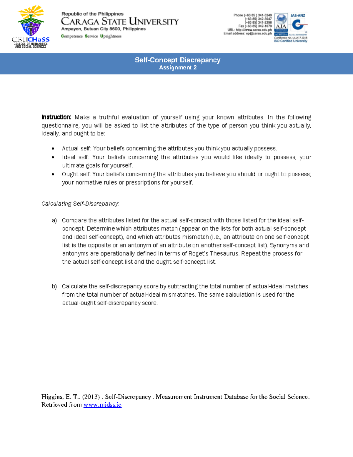 Self-Concept Discrepancy - Name: ALCAZAR, Daegee M. Section: Psych 1 09 ...