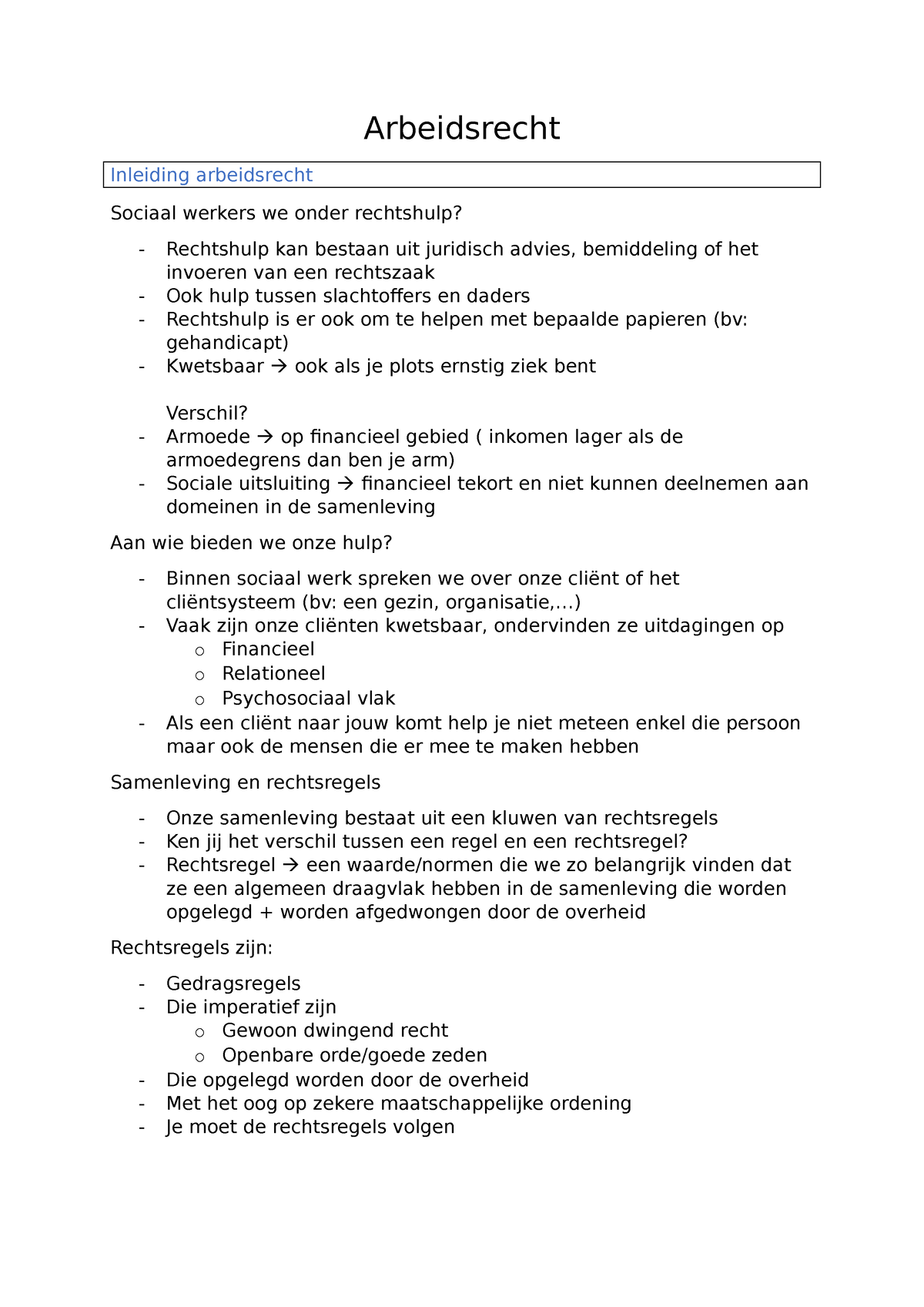 Arbeidsrecht PPT - De Volledige Powerpoint - Arbeidsrecht Inleiding ...