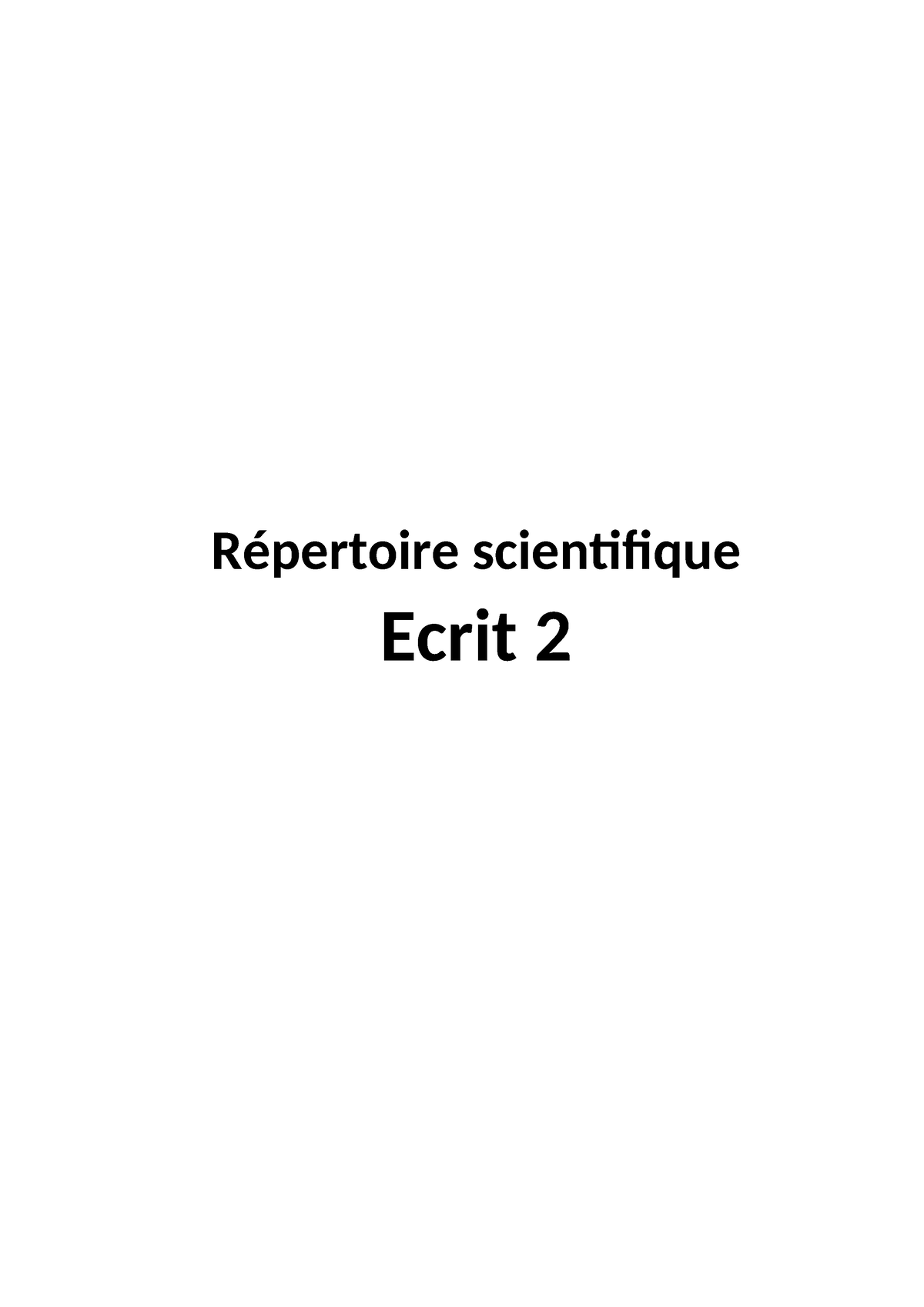 Répertoire Appuis Scientifiques - Répertoire Scientifique Ecrit 2 ...