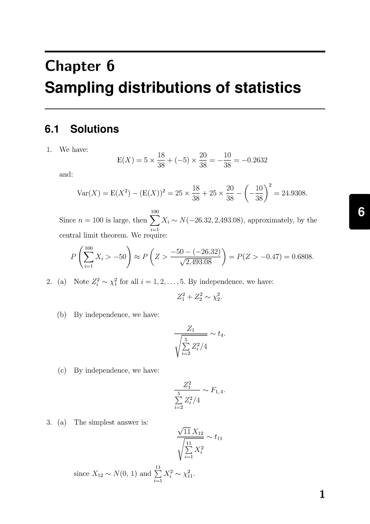 Chapter 6 sample exam solutions - 6 Chapter 6 Sampling distributions of