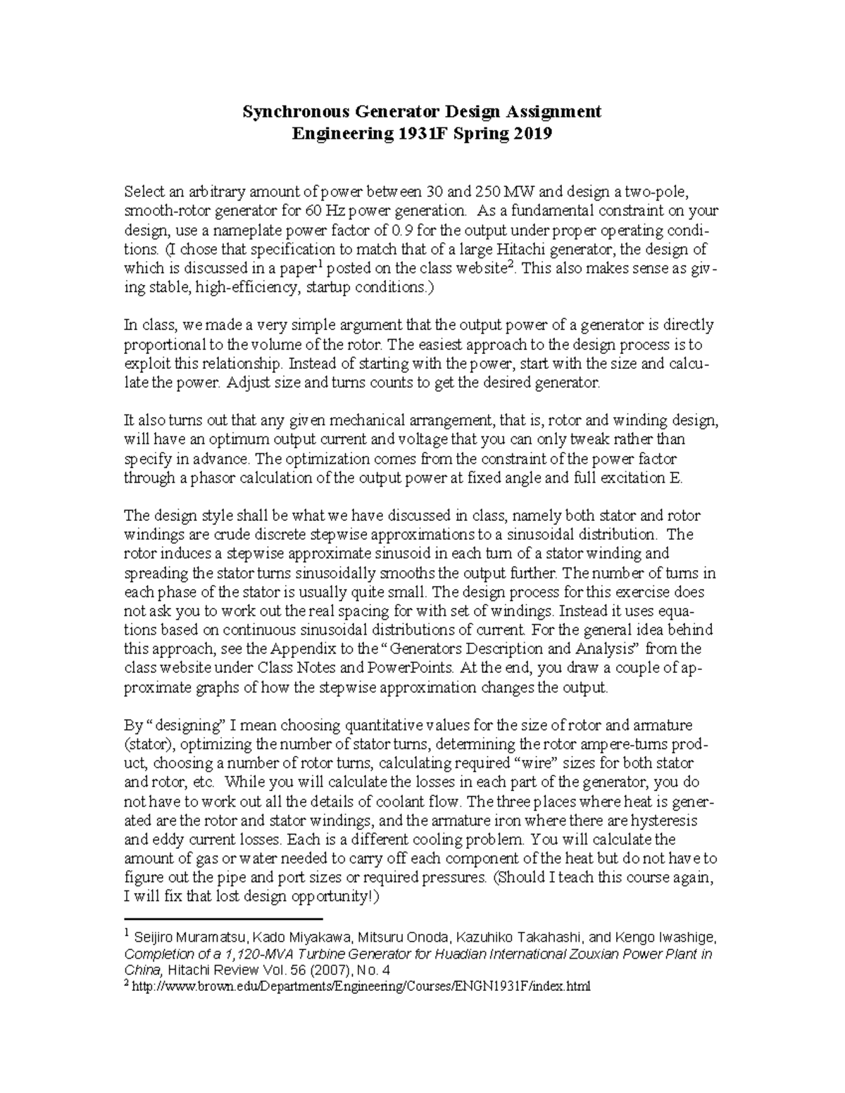 Generator Design-2019 - Synchronous Generator Design Assignment ...