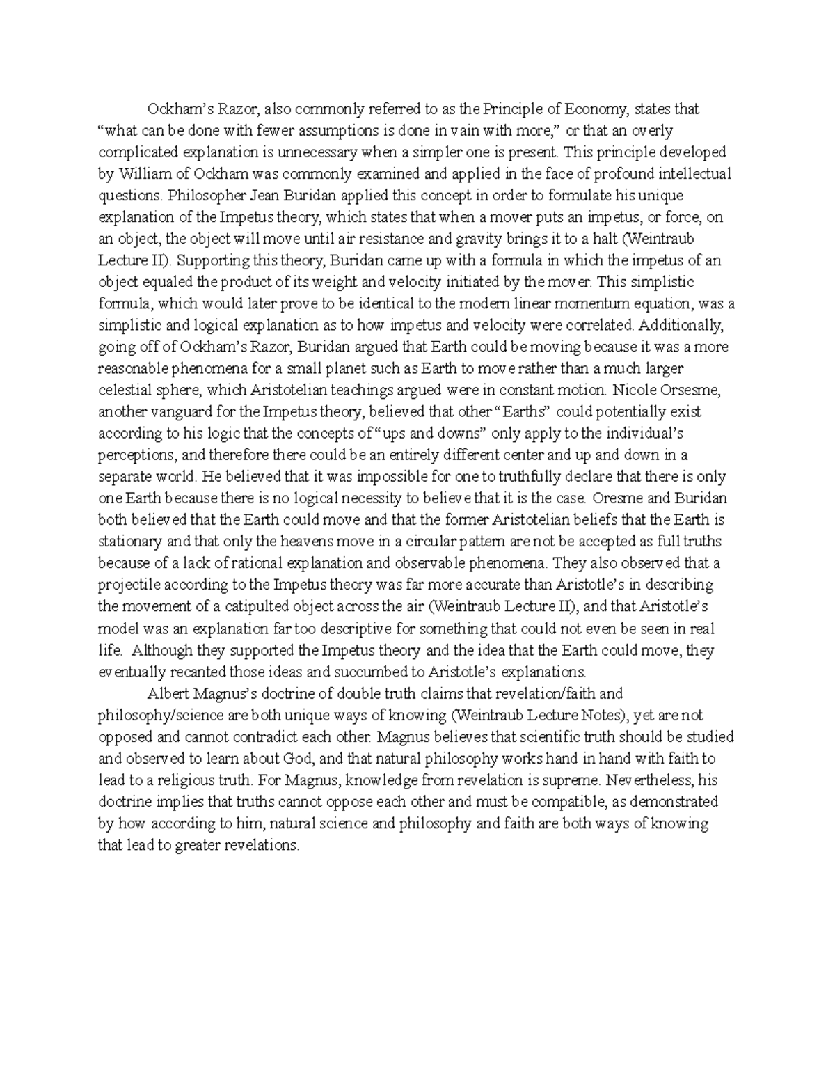 7. Breaking with Aristotle - Ockham’s Razor, also commonly referred to ...