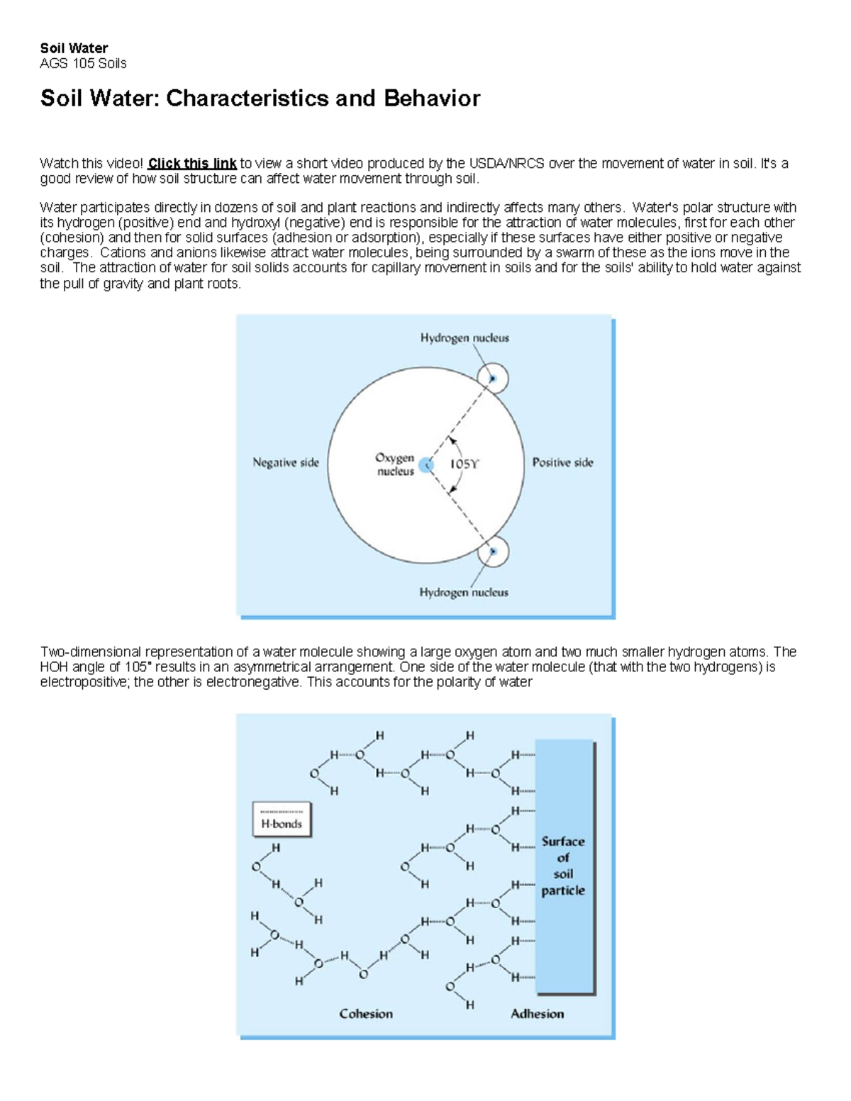 Lecture note, lectures 5 - soil water: characteristics and behavior ...