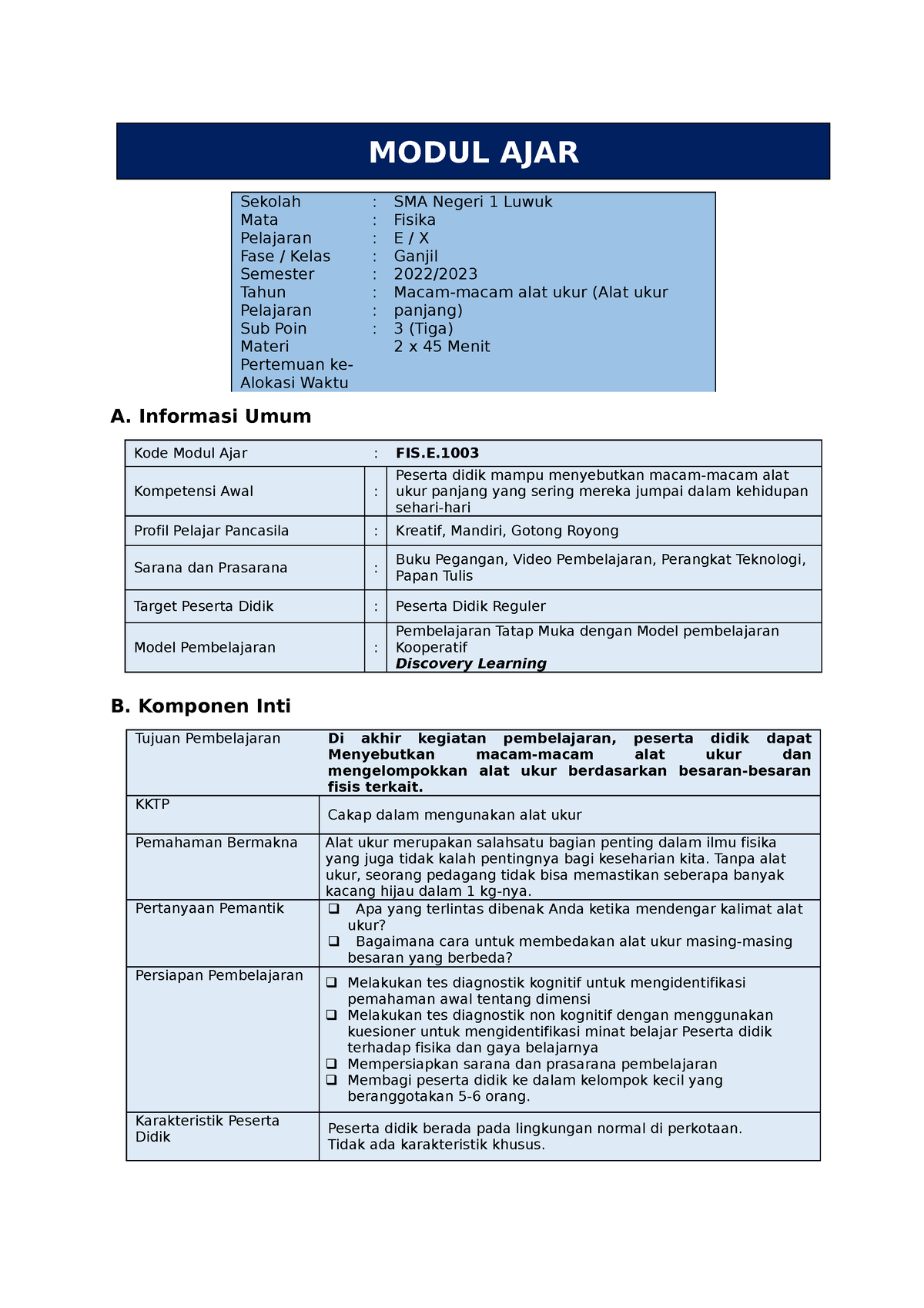 9. Modul Ajar FIS Kelas X Fase E Pertemuan 003 [SMAN 1 Mawasangka ...