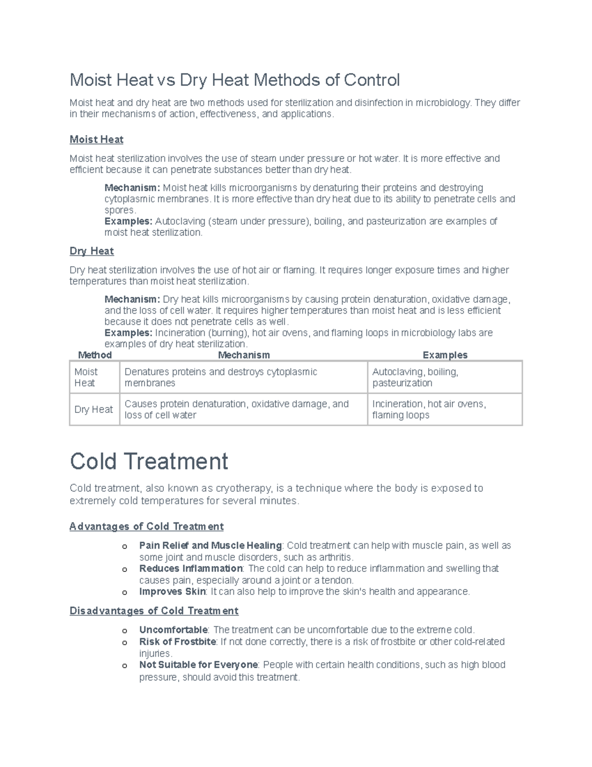 control Moist Heat vs Dry Heat Methods of Control Moist heat and dry heat are