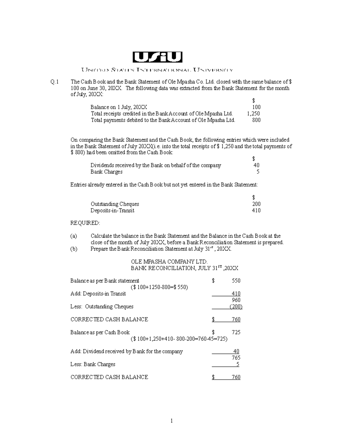 Revision Questions BANK Reconciliation 2022 Q The Cash Book And The 