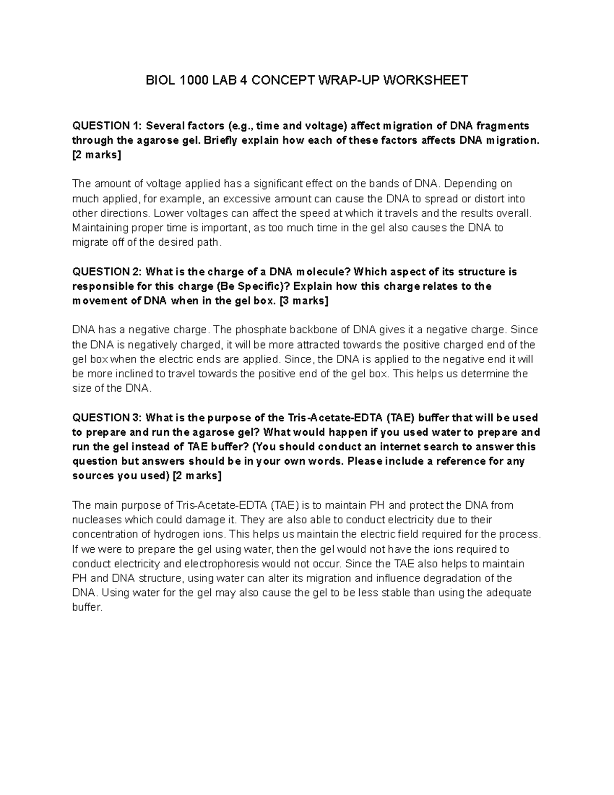 BIOL 1000 LAB 4 Concept WRAPUP Worksheet KWZ BIOL 1000 LAB 4