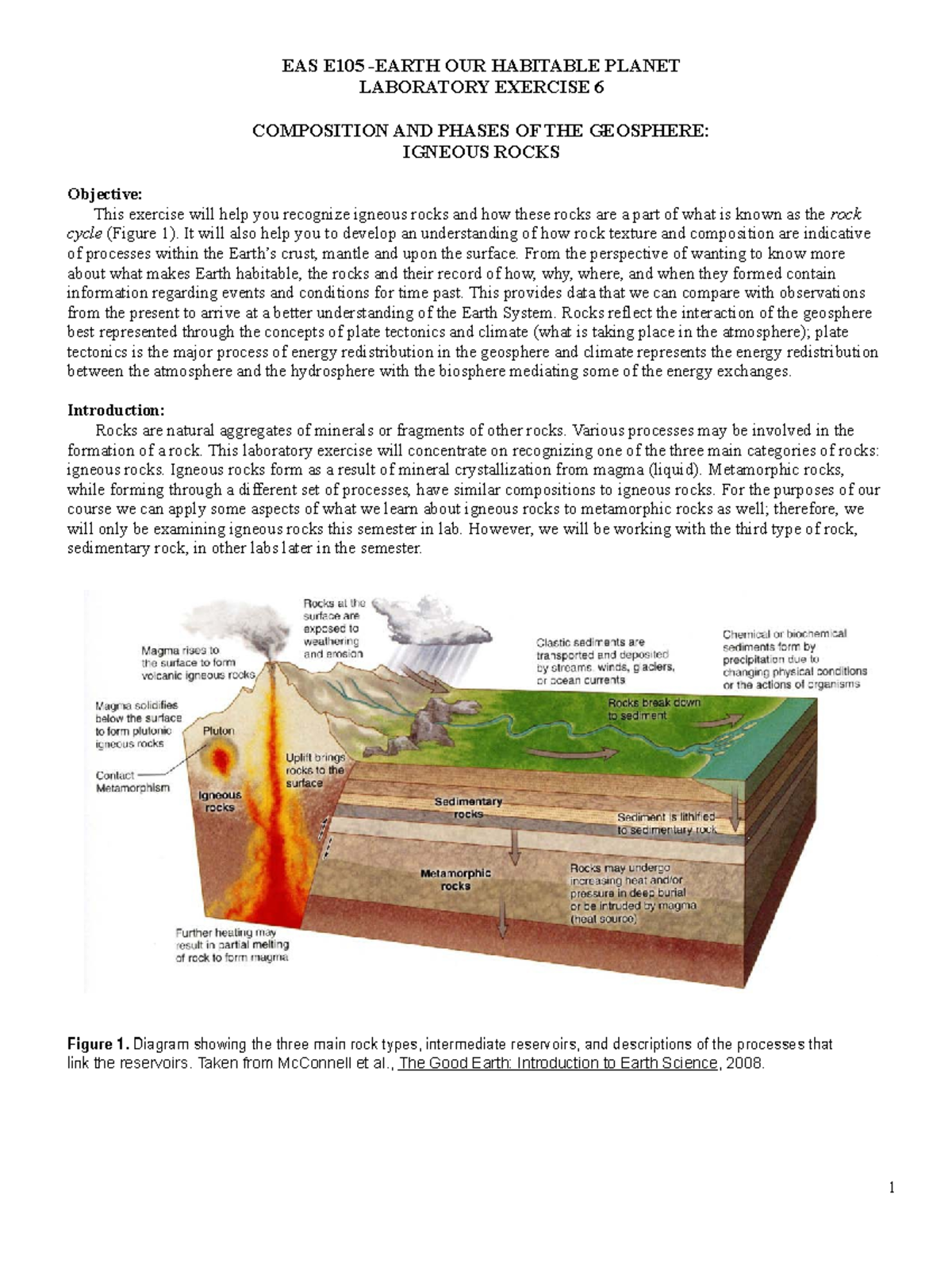 E105 Fall 2020 Lab 6 Igneous Rocks - EAS E105 -EARTH OUR HABITABLE ...