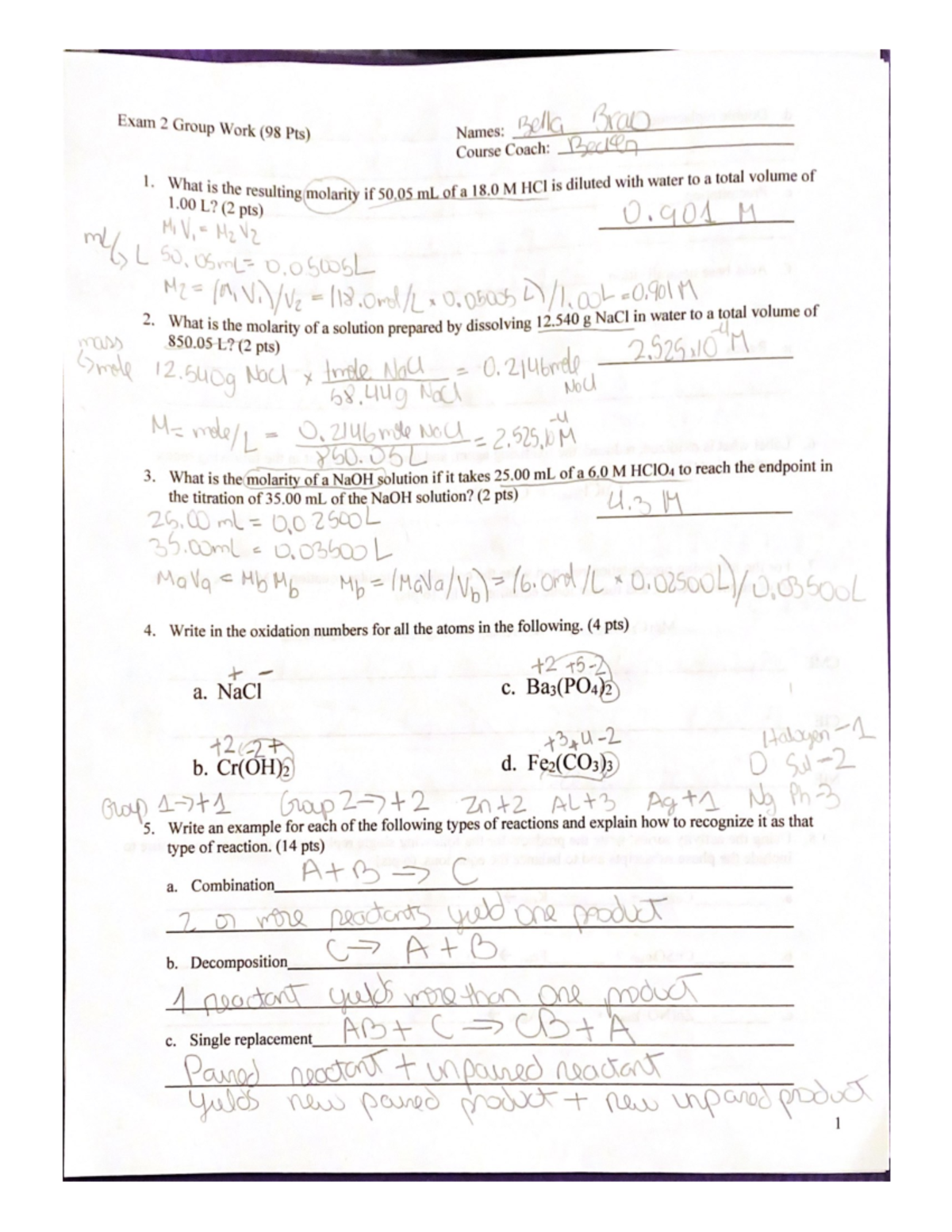 Exam 2 GW - Review on all chapters 4,5,6. - CHM 1045H - Studocu