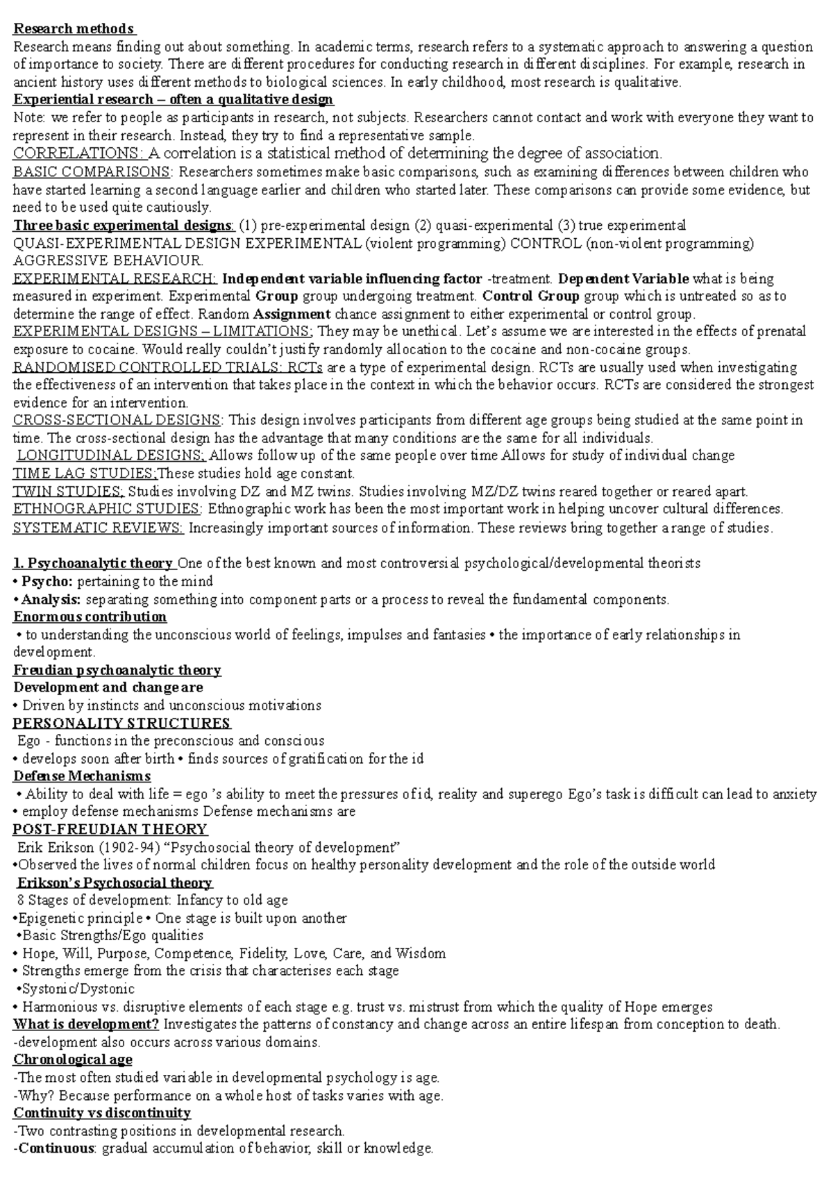 Eche118 notes - Summary Child Development 4-12 Years - Research means ...