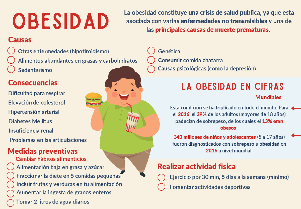 Infografia obesidad - causas, consecuencias, medidas preventivas - La ...