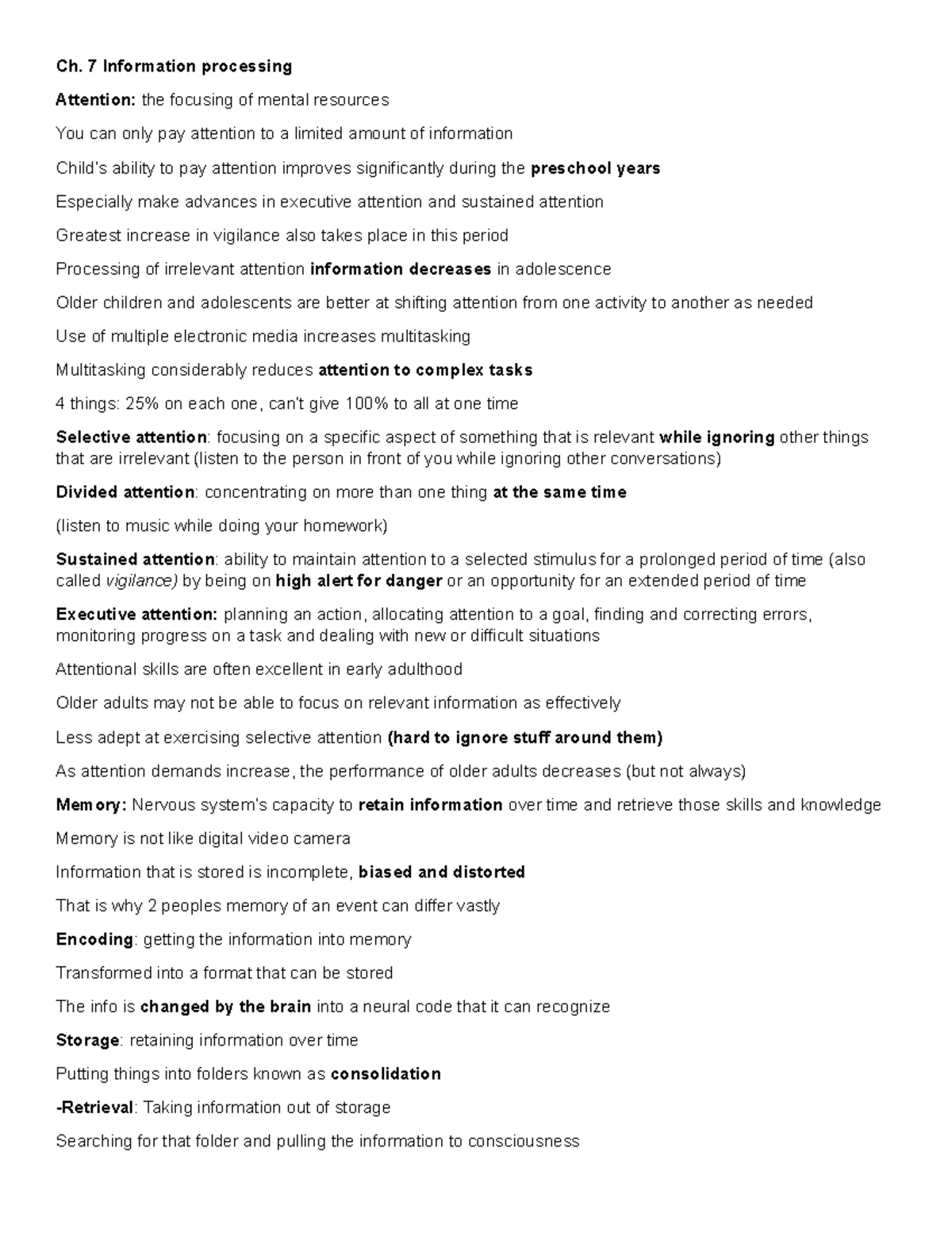 Psychology Information Processing - Ch. 7 Information processing ...