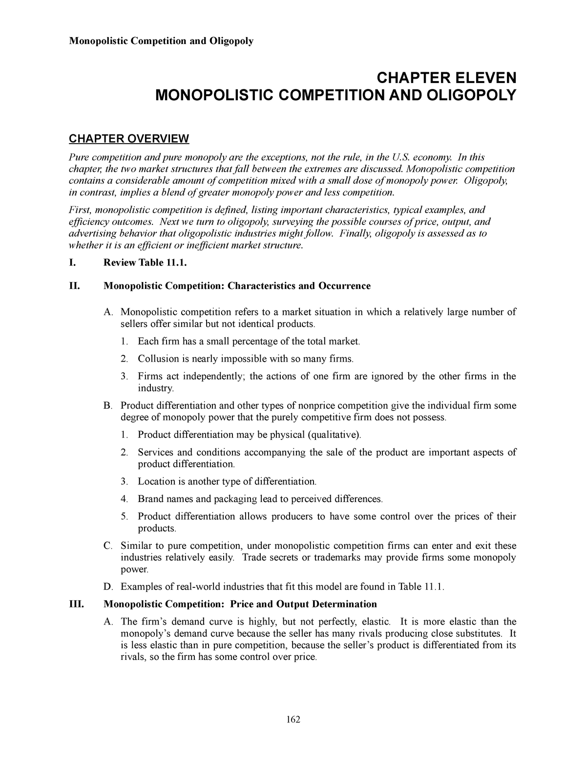 Chapter 11 Appendix - CHAPTER ELEVEN MONOPOLISTIC COMPETITION AND ...